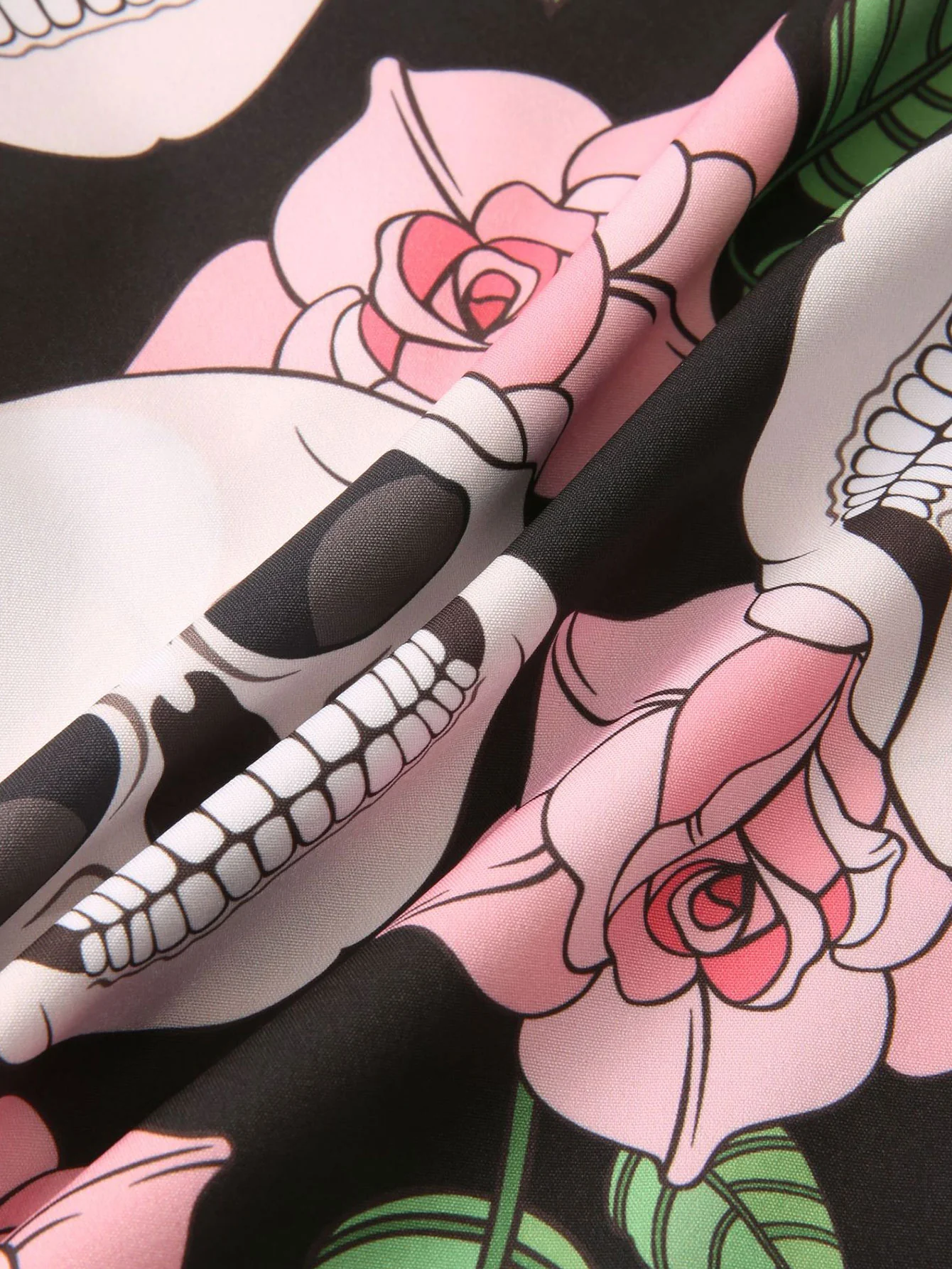 Skull Rose Print Button-Up-Hemd - Image 7