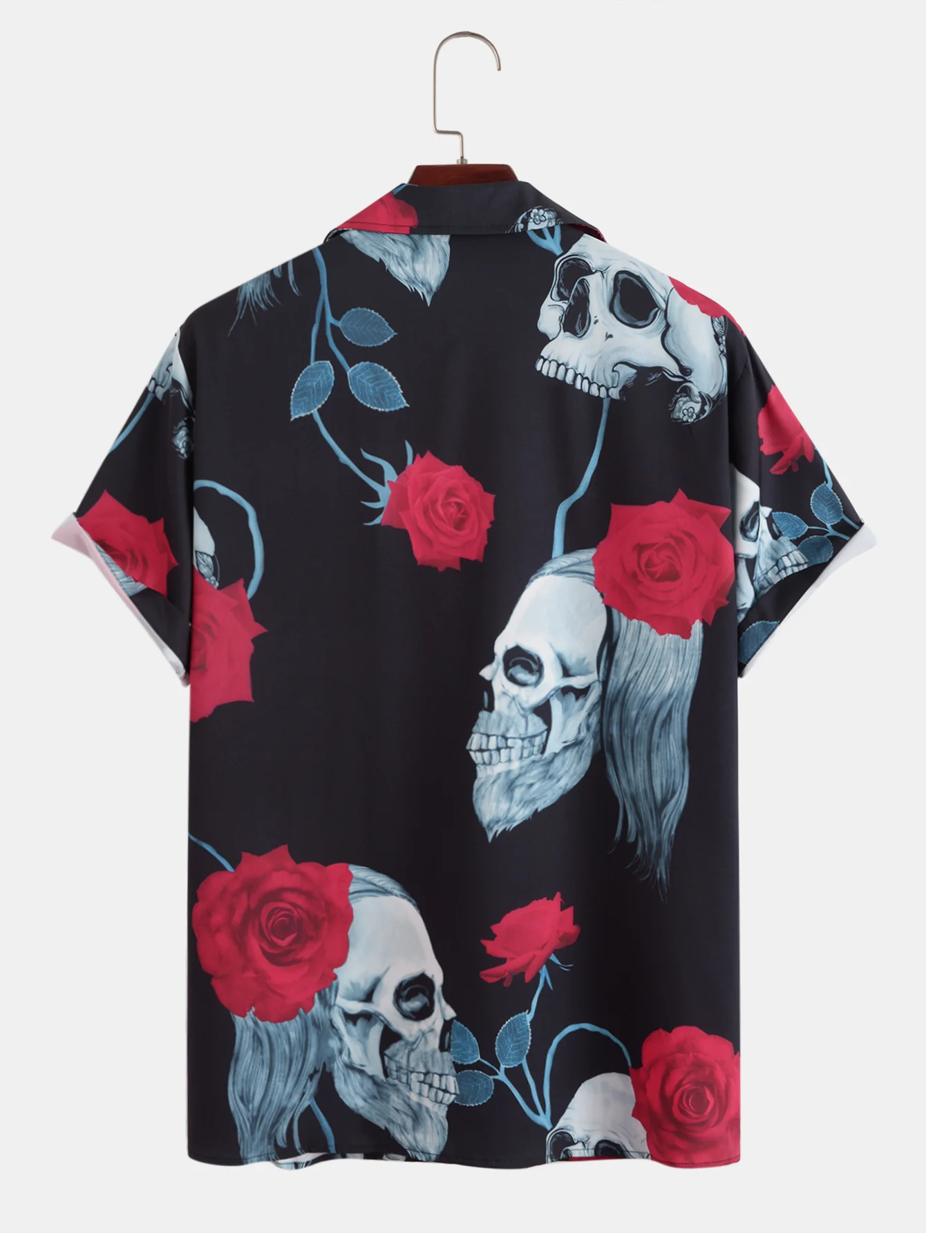 Skull Rose Print Reverskragenhemd - Image 2