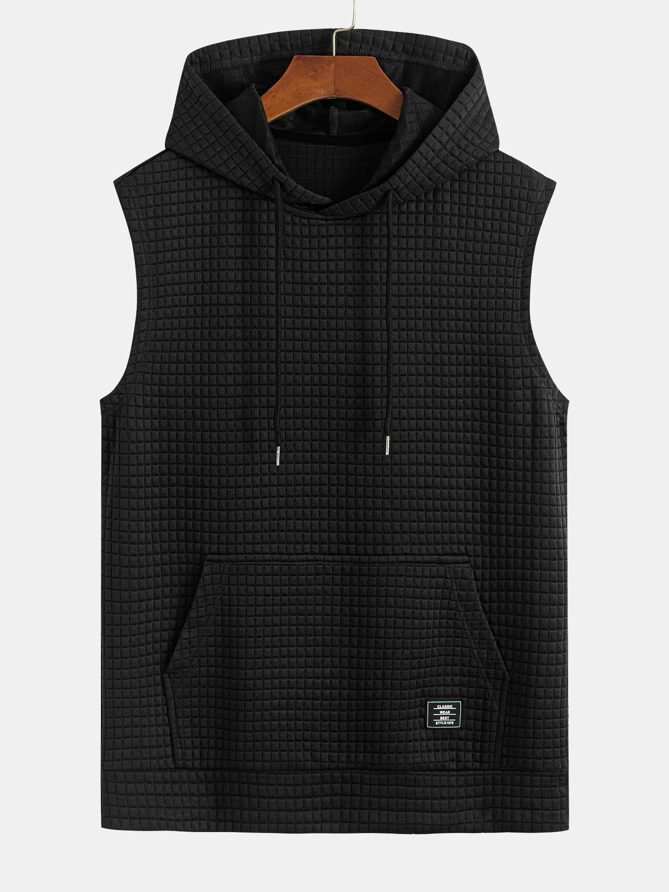 Ärmelloser Waffel-Hoodie mit Kängurutasche & Shorts - Image 7