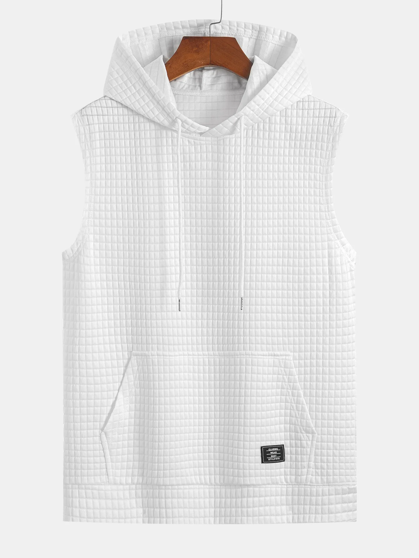 Ärmelloser Waffel-Hoodie mit Kängurutasche & Shorts - Image 9