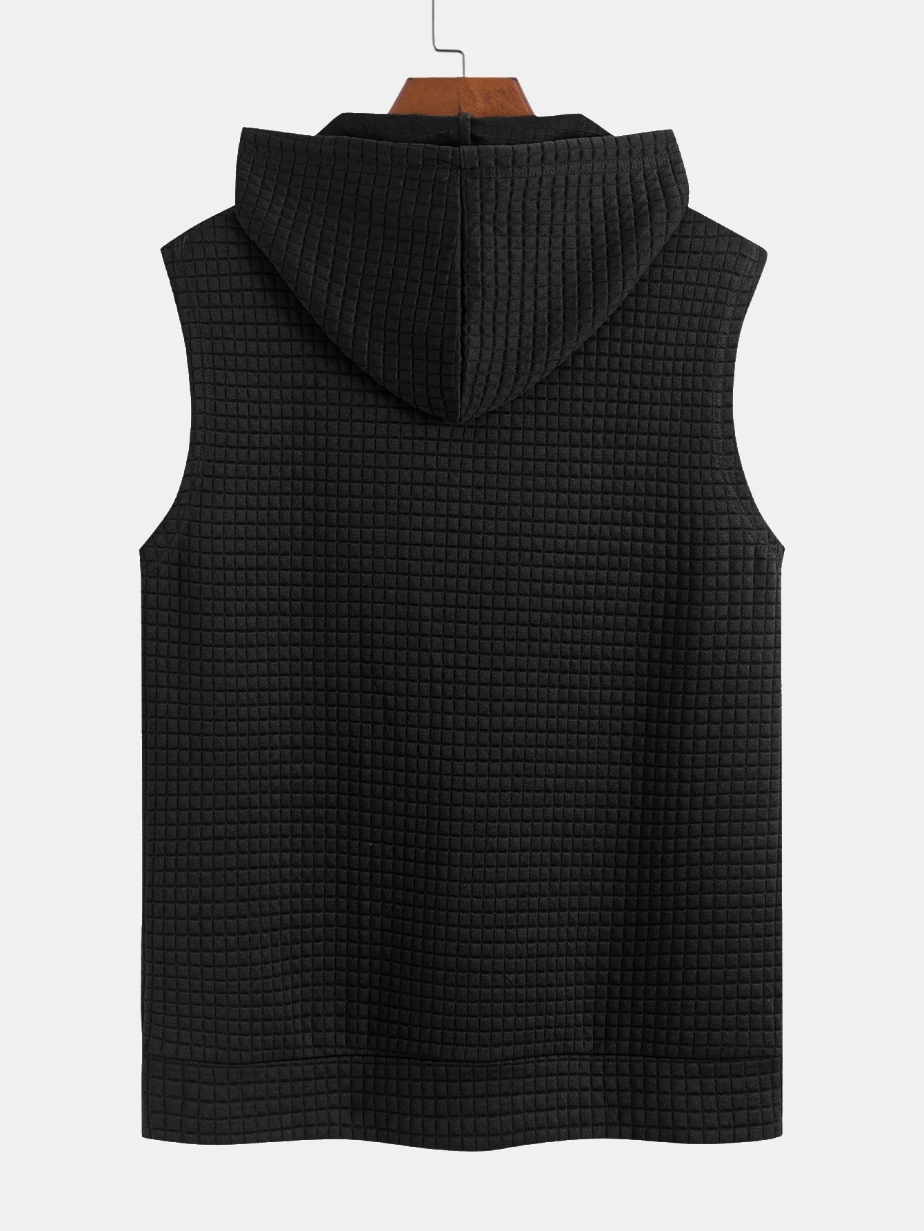 Ärmelloser Waffel-Hoodie mit Kängurutasche - Image 2