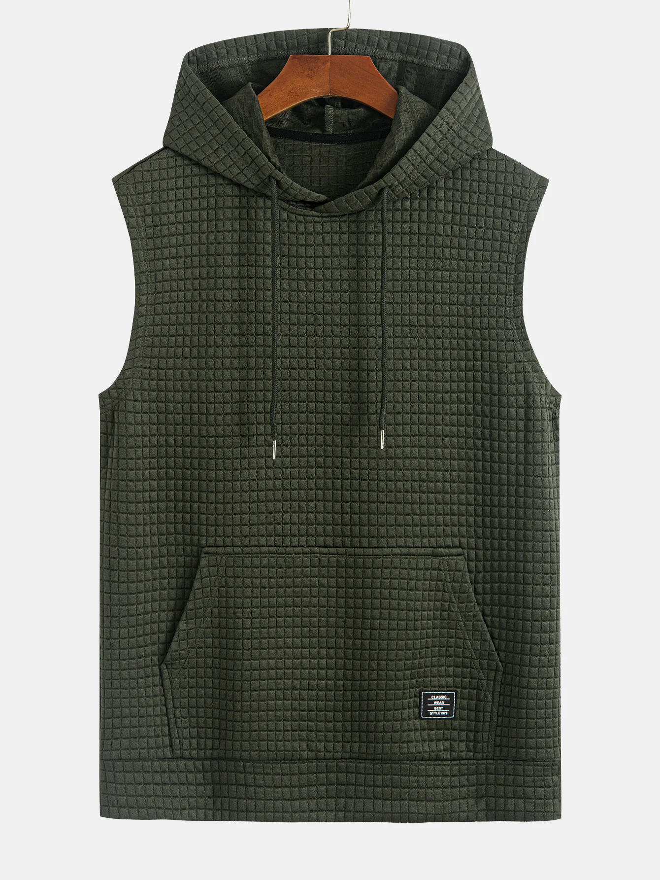 Ärmelloser Waffel-Hoodie mit Kängurutasche - Image 3