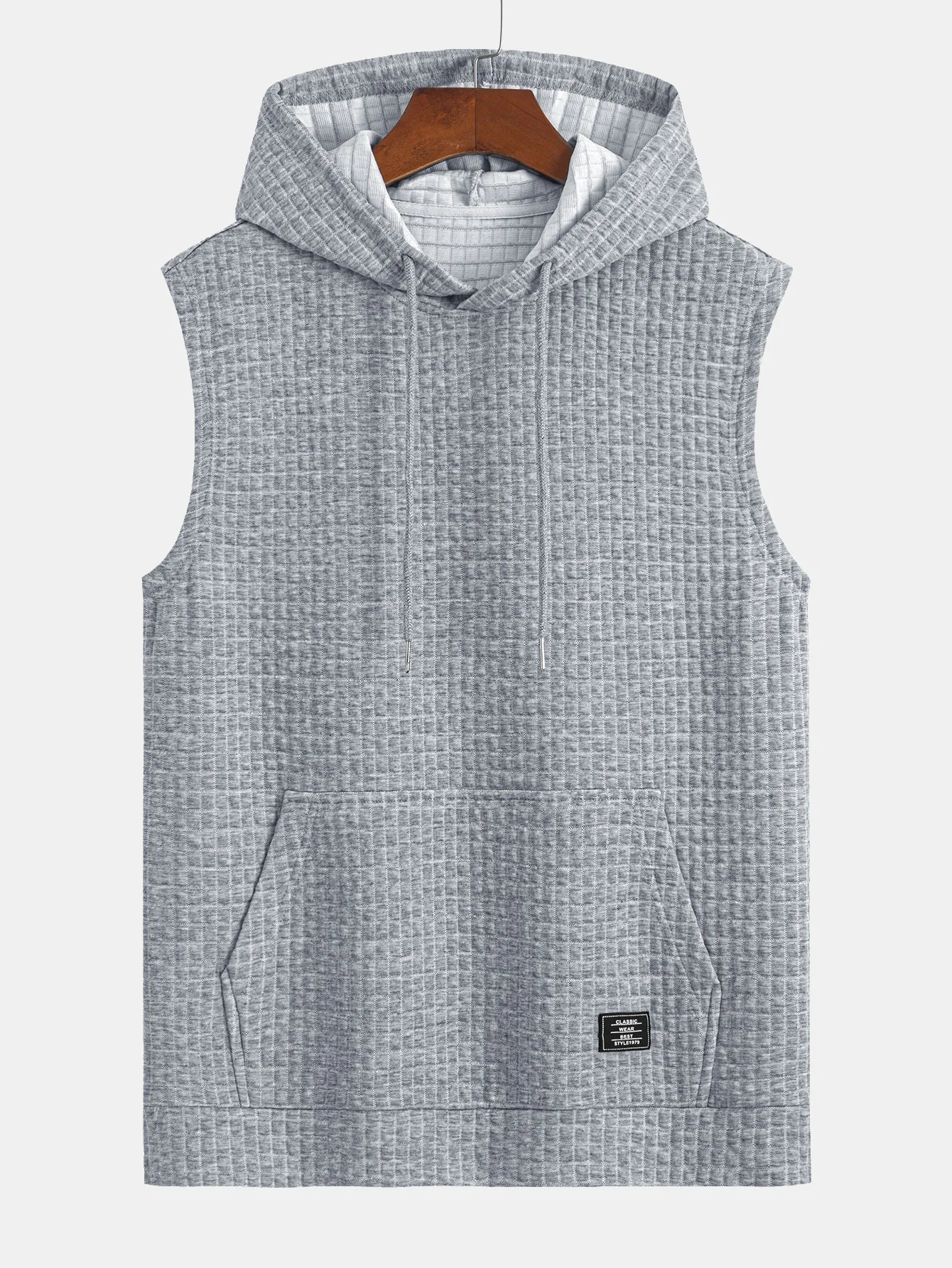 Ärmelloser Waffel-Hoodie mit Kängurutasche - Image 5