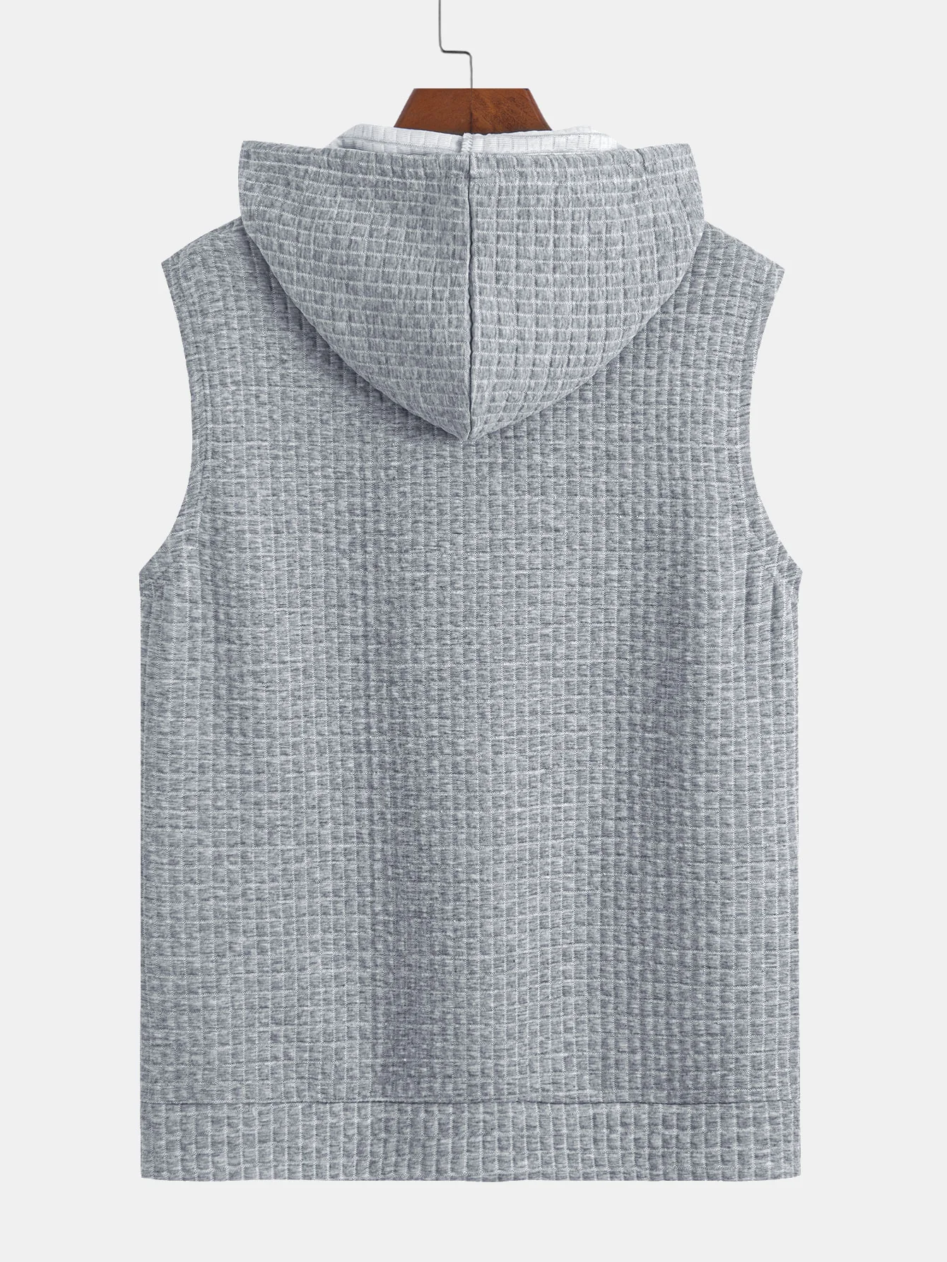 Ärmelloser Waffel-Hoodie mit Kängurutasche - Image 6