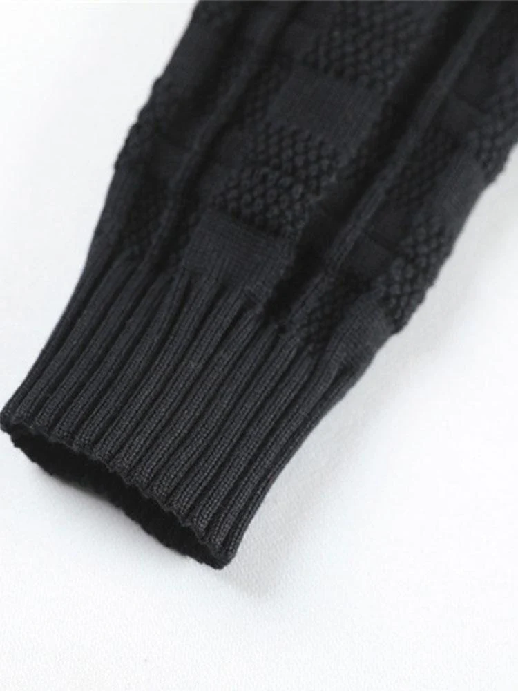 Slim Fit Strick-Plaid-Paneel Kapuzenpullover - Image 10