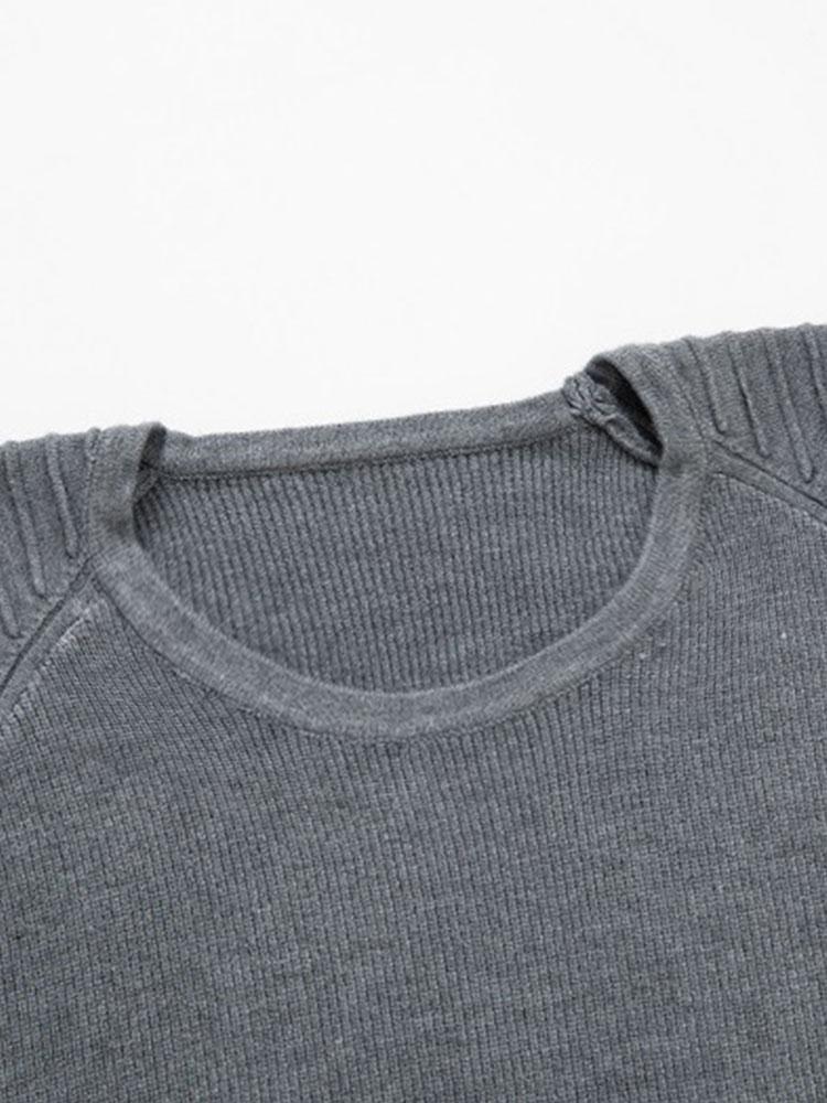 Slim Fit Raglanärmel Crew Neck Pullover - Image 6
