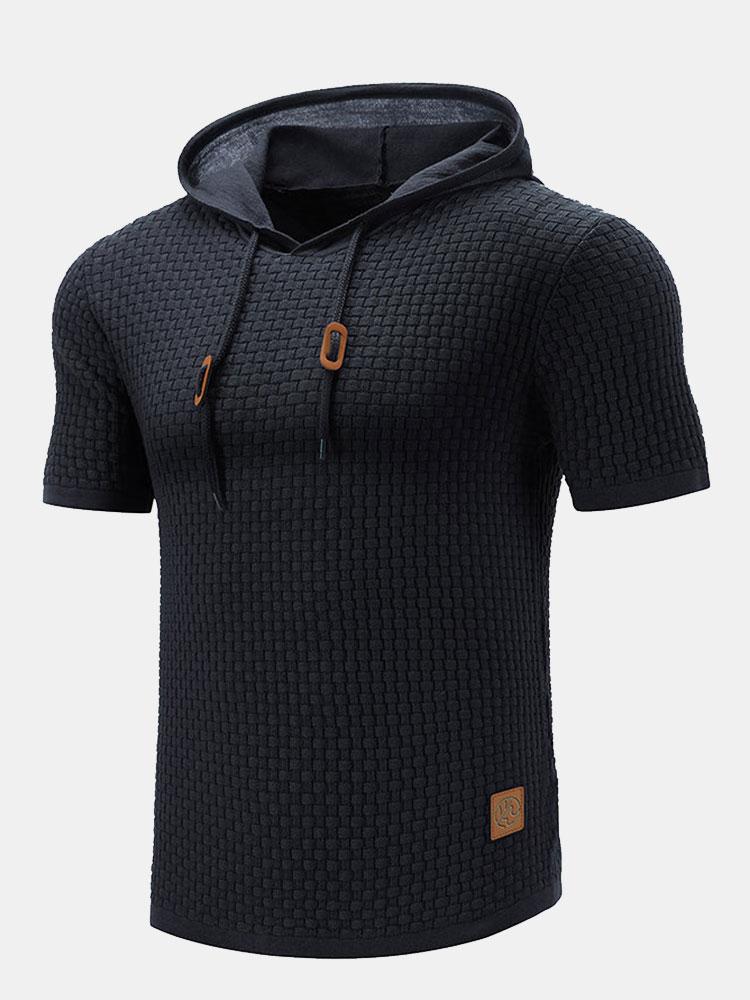Slim Fit Kurzarm Strick Hoodie - Image 2