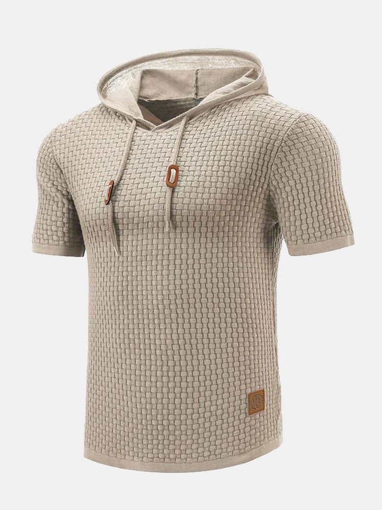 Slim Fit Kurzarm Strick Hoodie - Image 3