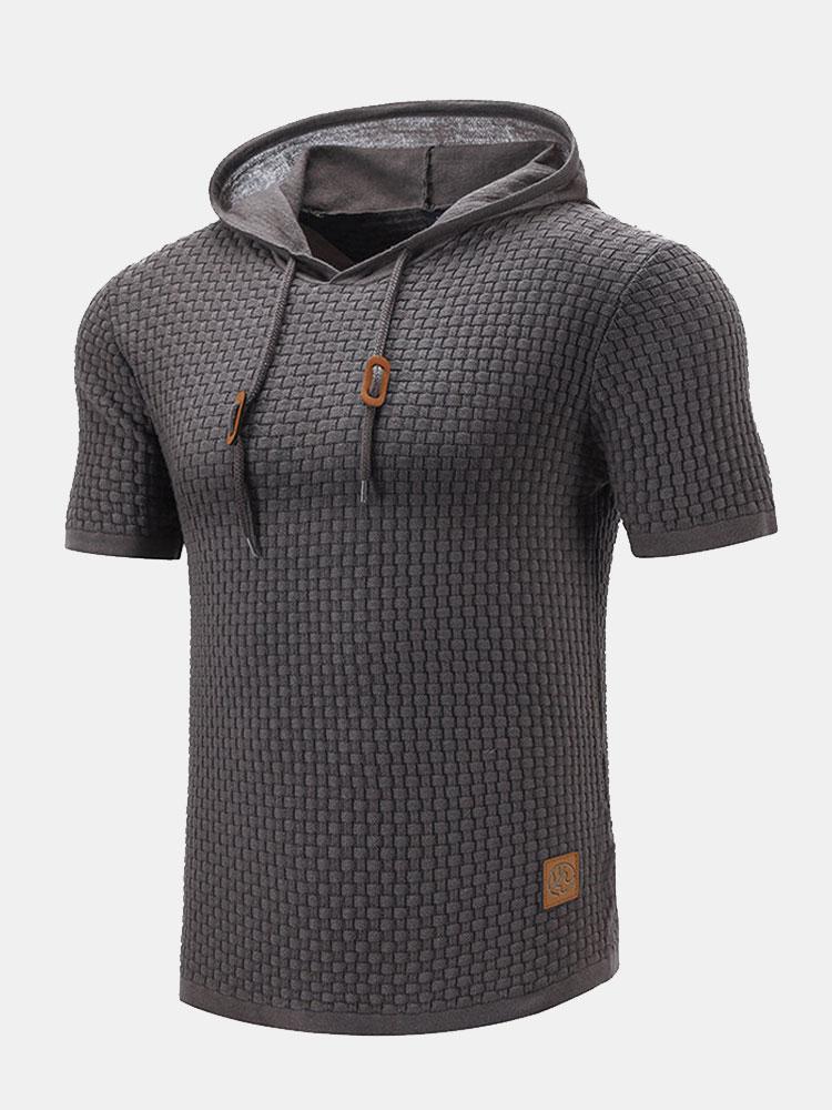 Slim Fit Kurzarm Strick Hoodie - Image 4