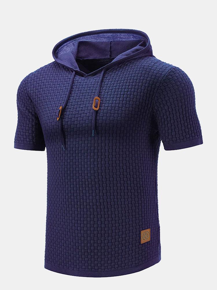 Slim Fit Kurzarm Strick Hoodie - Image 5