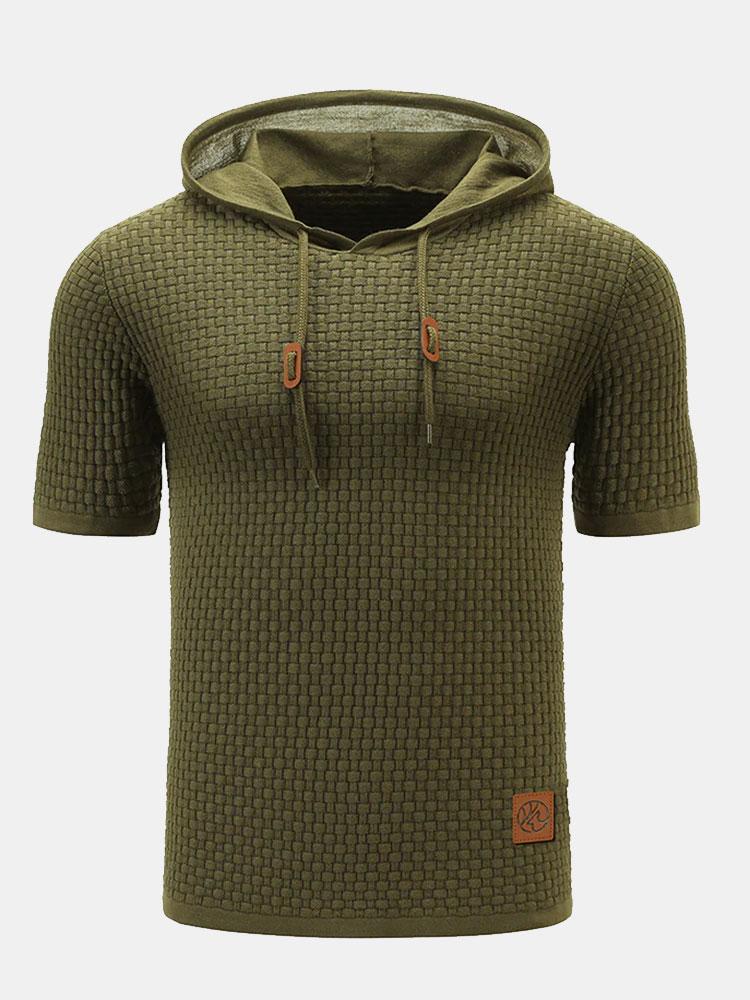 Slim Fit Kurzarm Strick Hoodie - Image 6