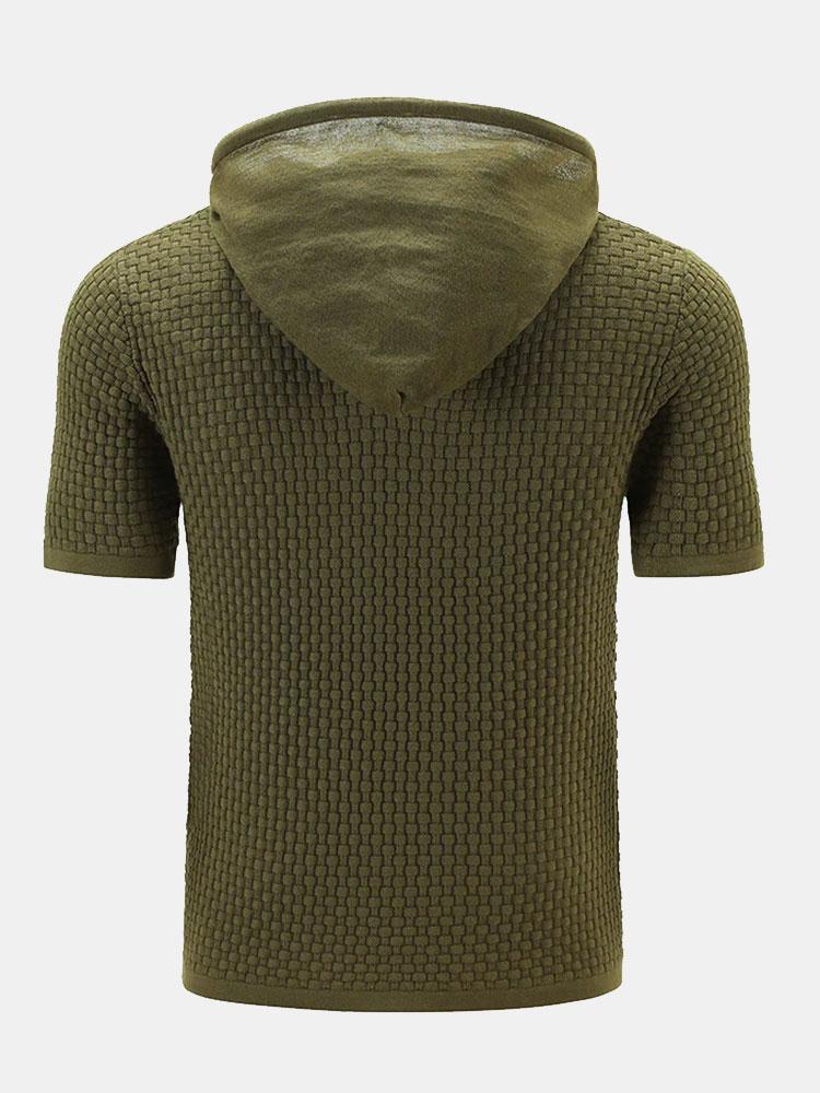 Slim Fit Kurzarm Strick Hoodie - Image 7