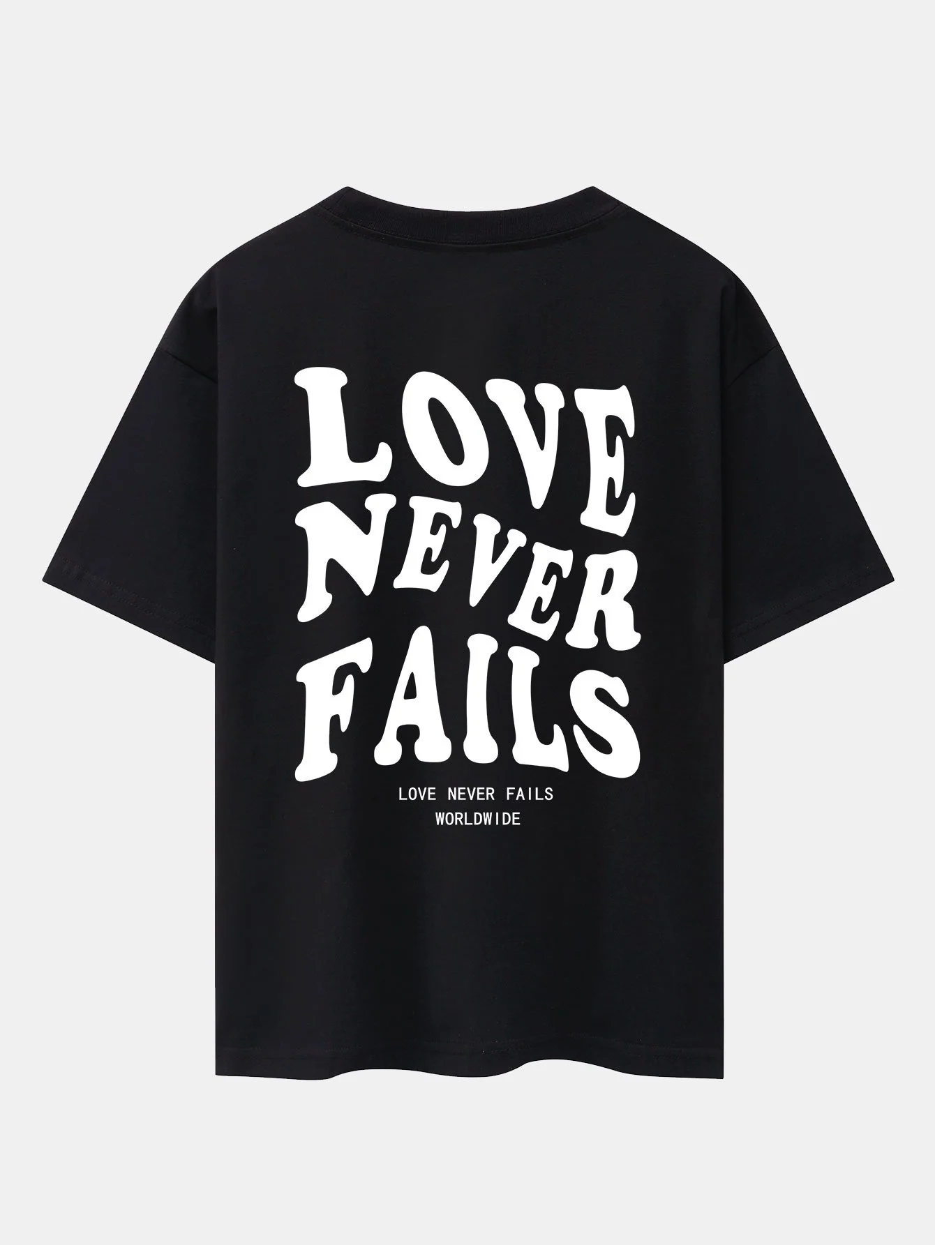 Slogan Rückenprint Gefallene Schultern Oversize T-Shirt - Image 2