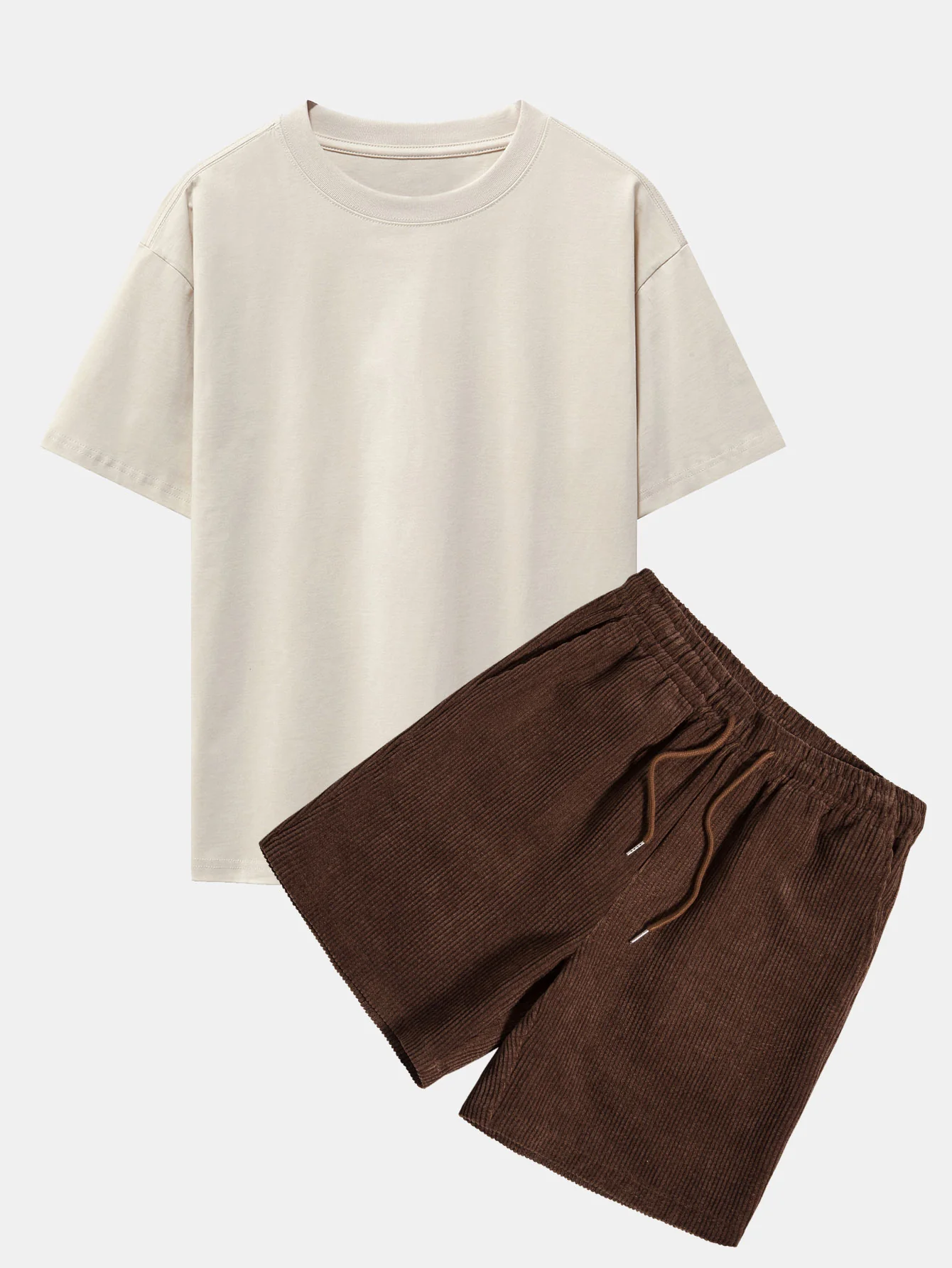 Slogan Rückenprint Oversize T-Shirt & Cordshorts - Image 2