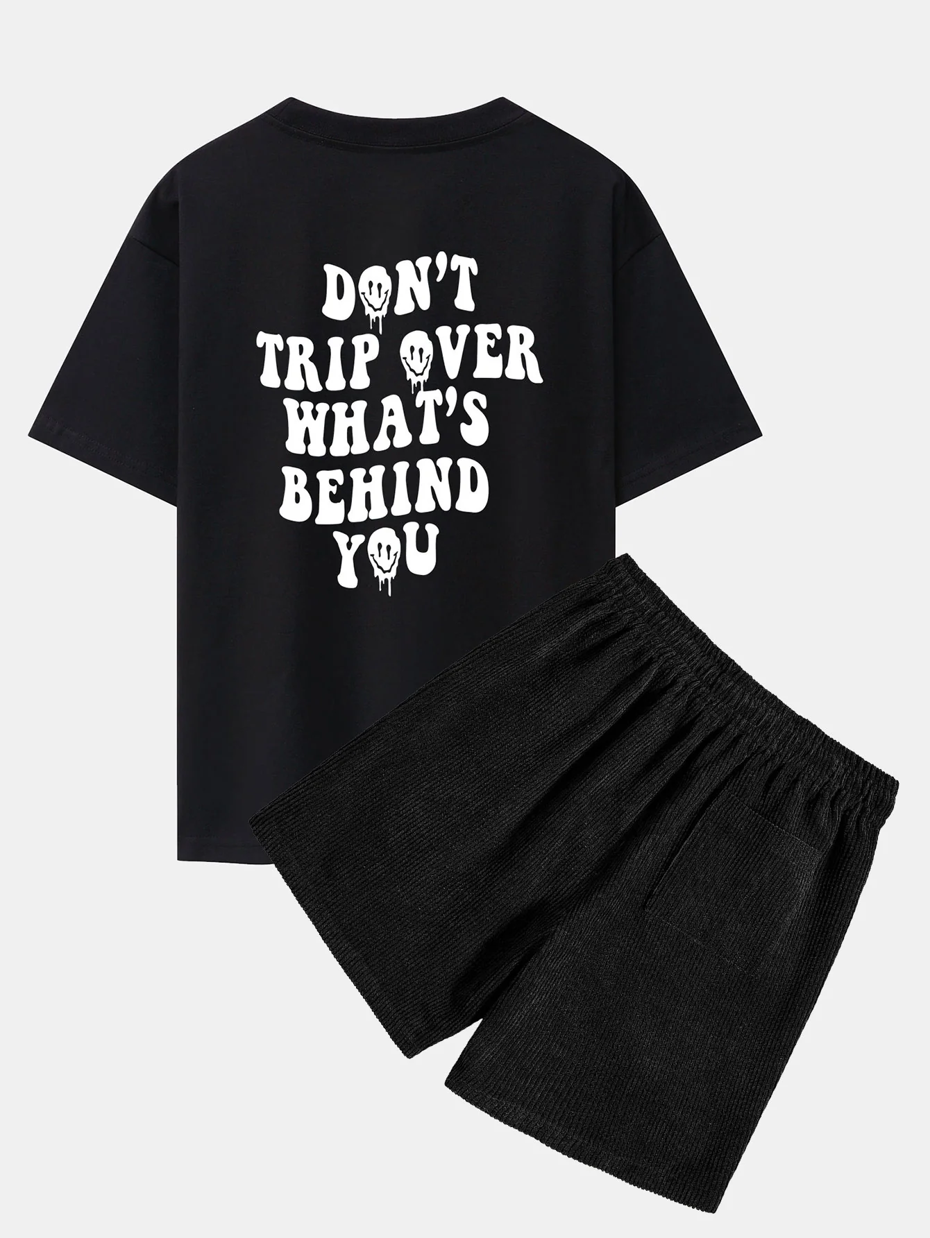 Slogan Rückenprint Oversize T-Shirt & Cordshorts - Image 3