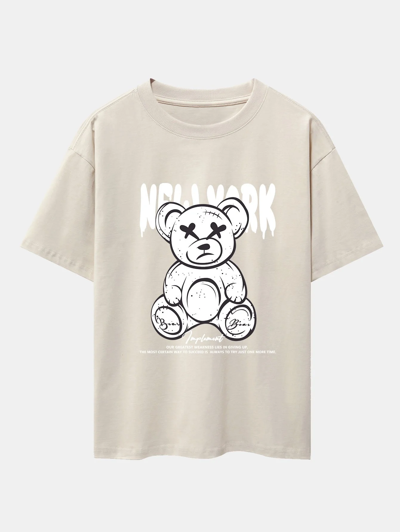 Slogan Bären Druck Drop Shoulder Oversize T-Shirt - Image 10