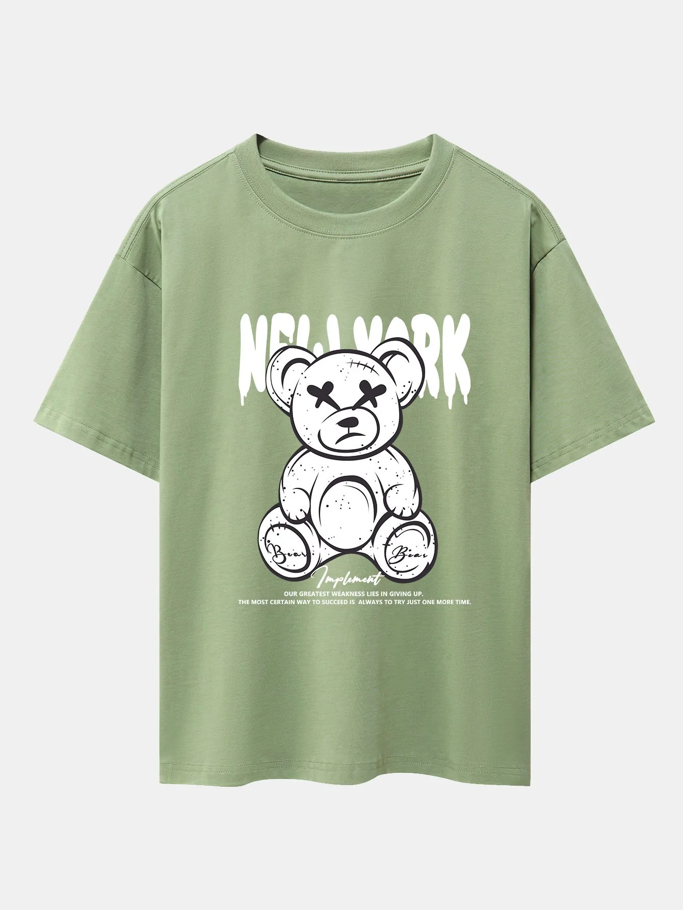 Slogan Bären Druck Drop Shoulder Oversize T-Shirt - Image 6