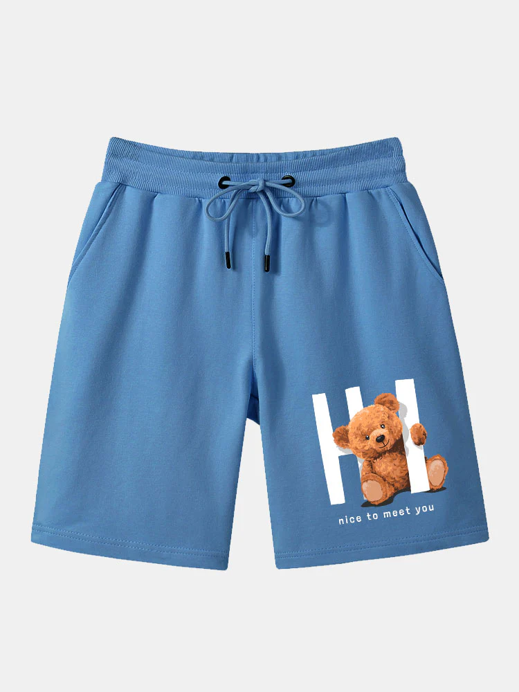 Slogan Bären Druck Mittellange Shorts - Image 2