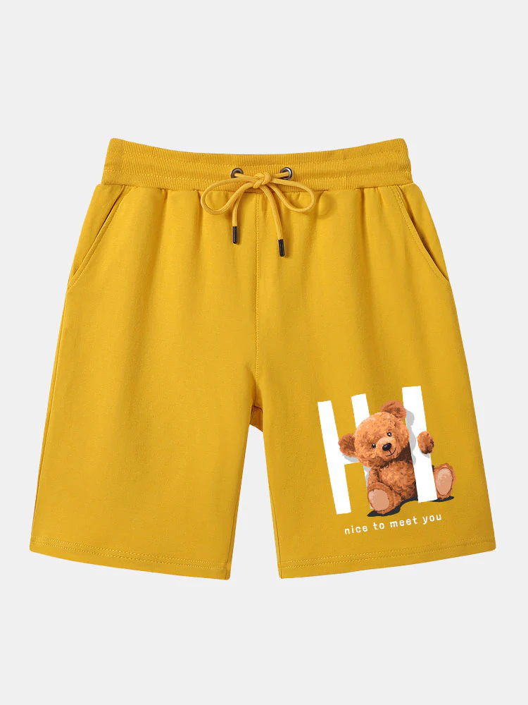 Slogan Bären Druck Mittellange Shorts - Image 4