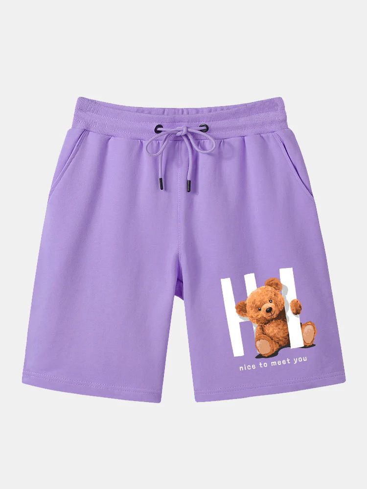 Slogan Bären Druck Mittellange Shorts - Image 5