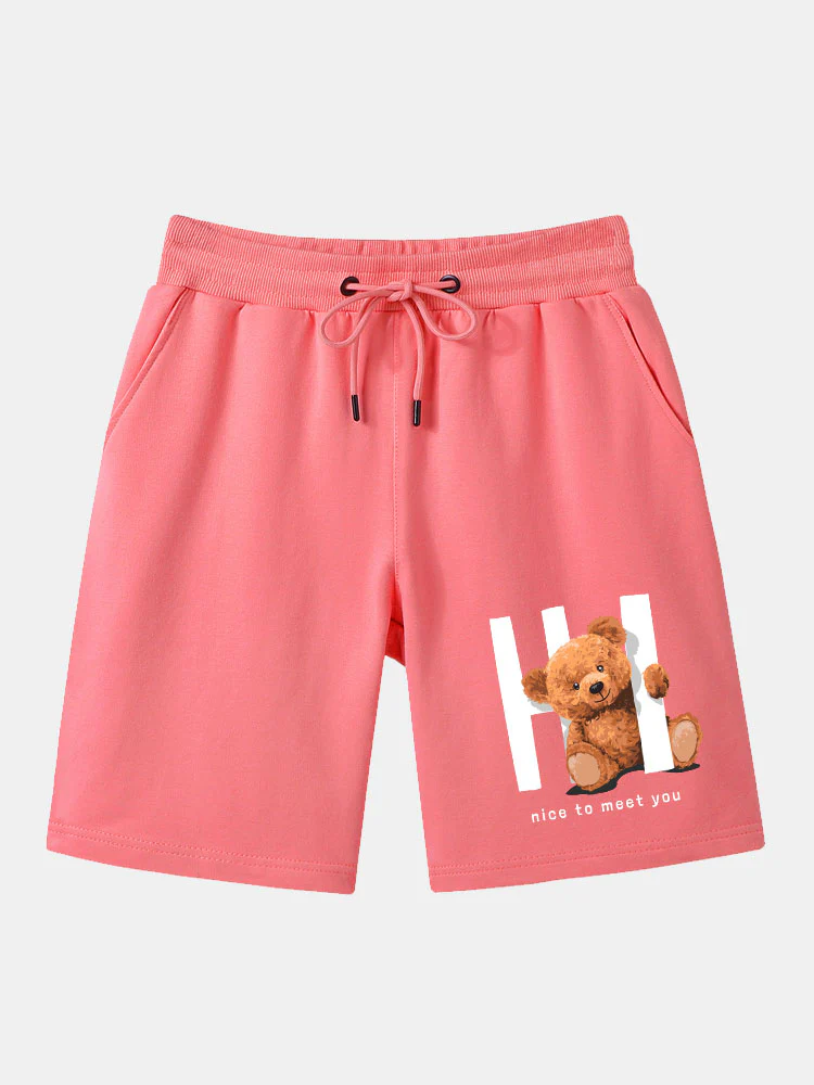 Slogan Bären Druck Mittellange Shorts - Image 6