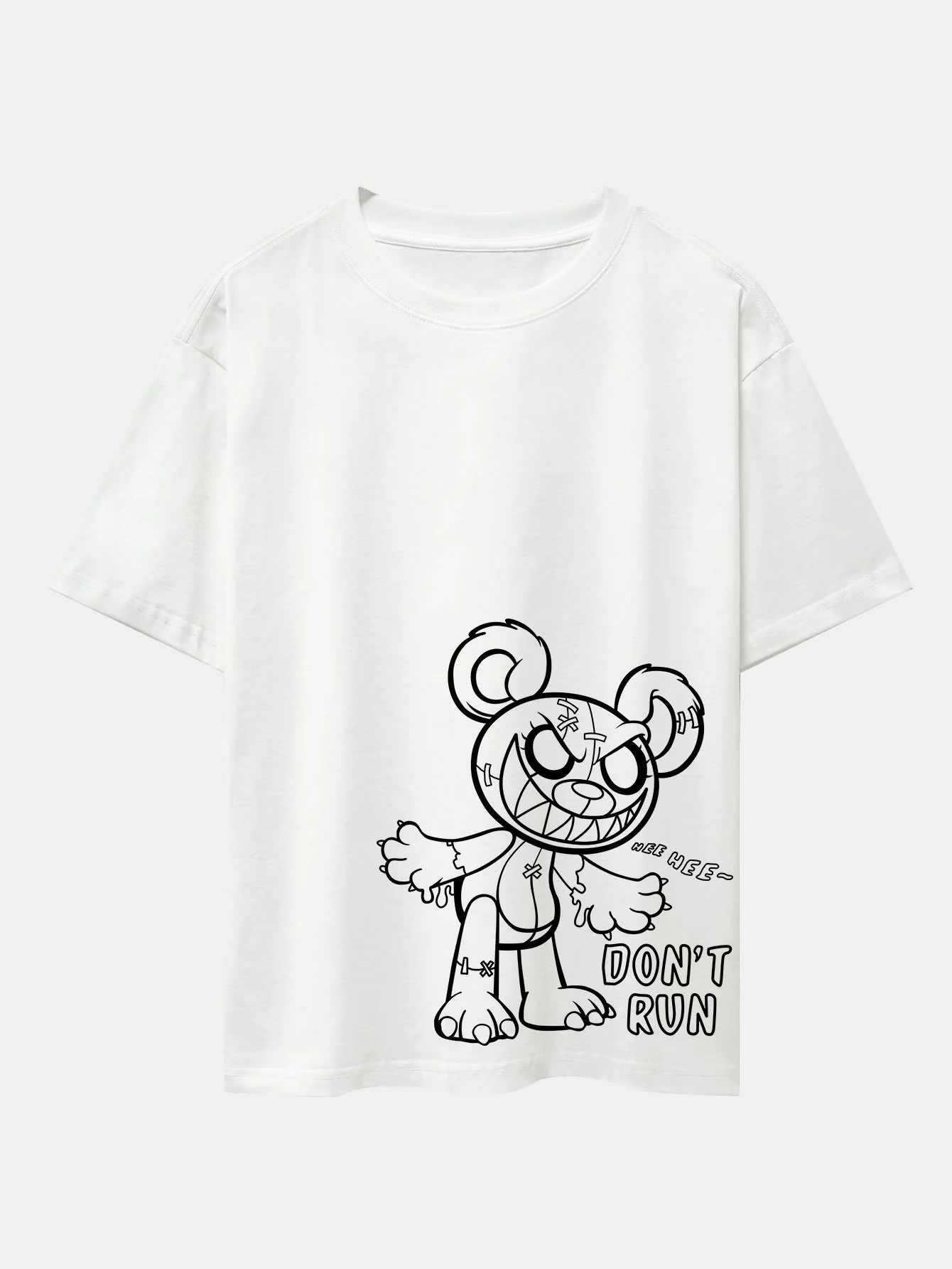 Slogan Cartoon Bären Druck Drop Shoulder Oversize T-Shirt - Image 2