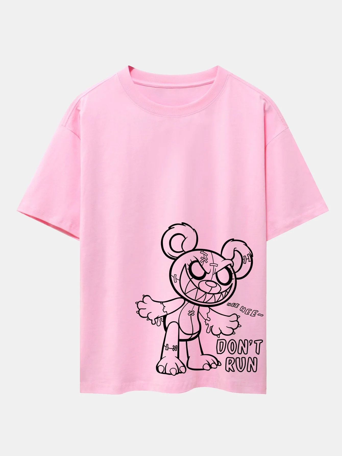 Slogan Cartoon Bären Druck Drop Shoulder Oversize T-Shirt - Image 4