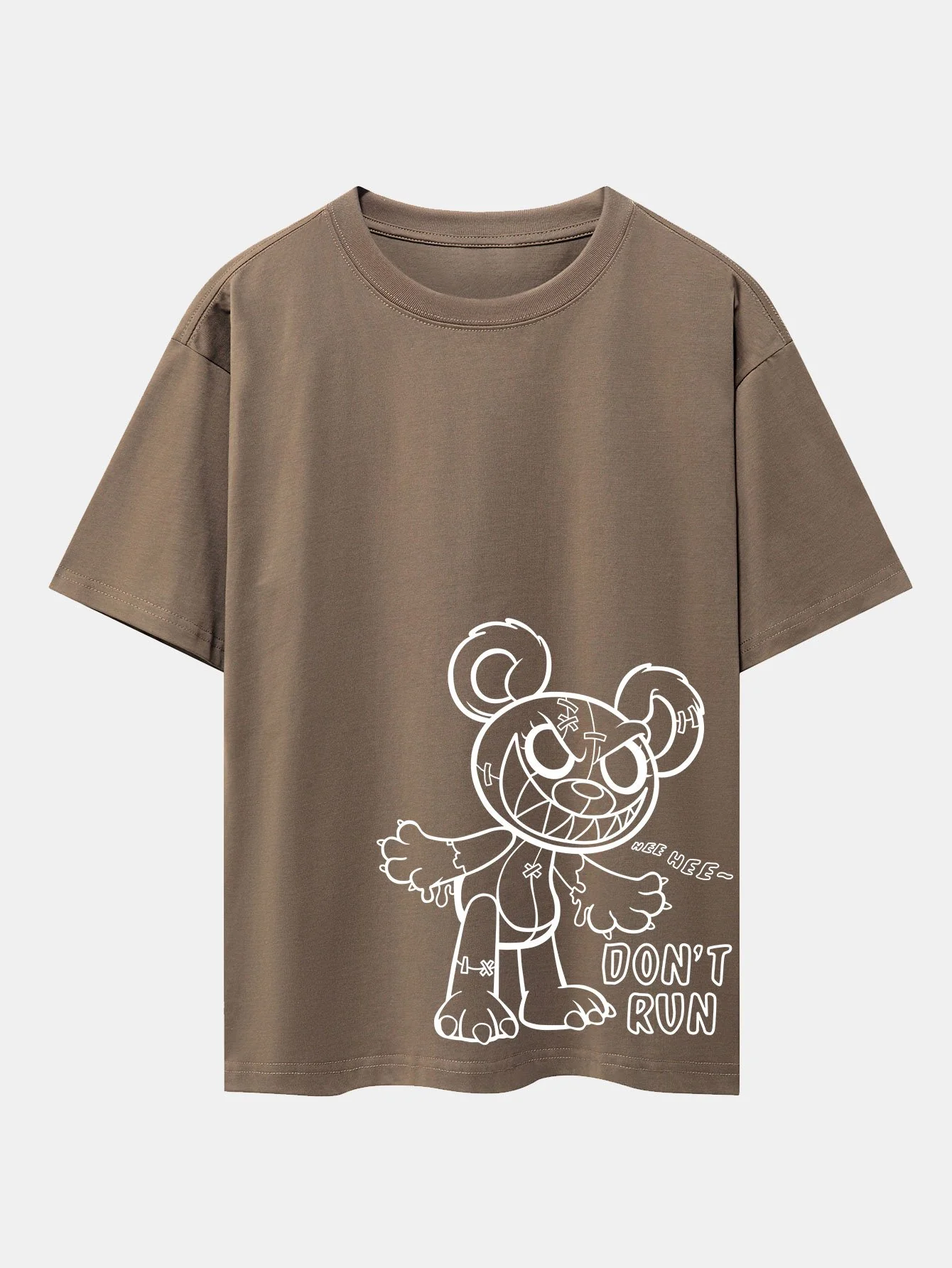 Slogan Cartoon Bären Druck Drop Shoulder Oversize T-Shirt - Image 5