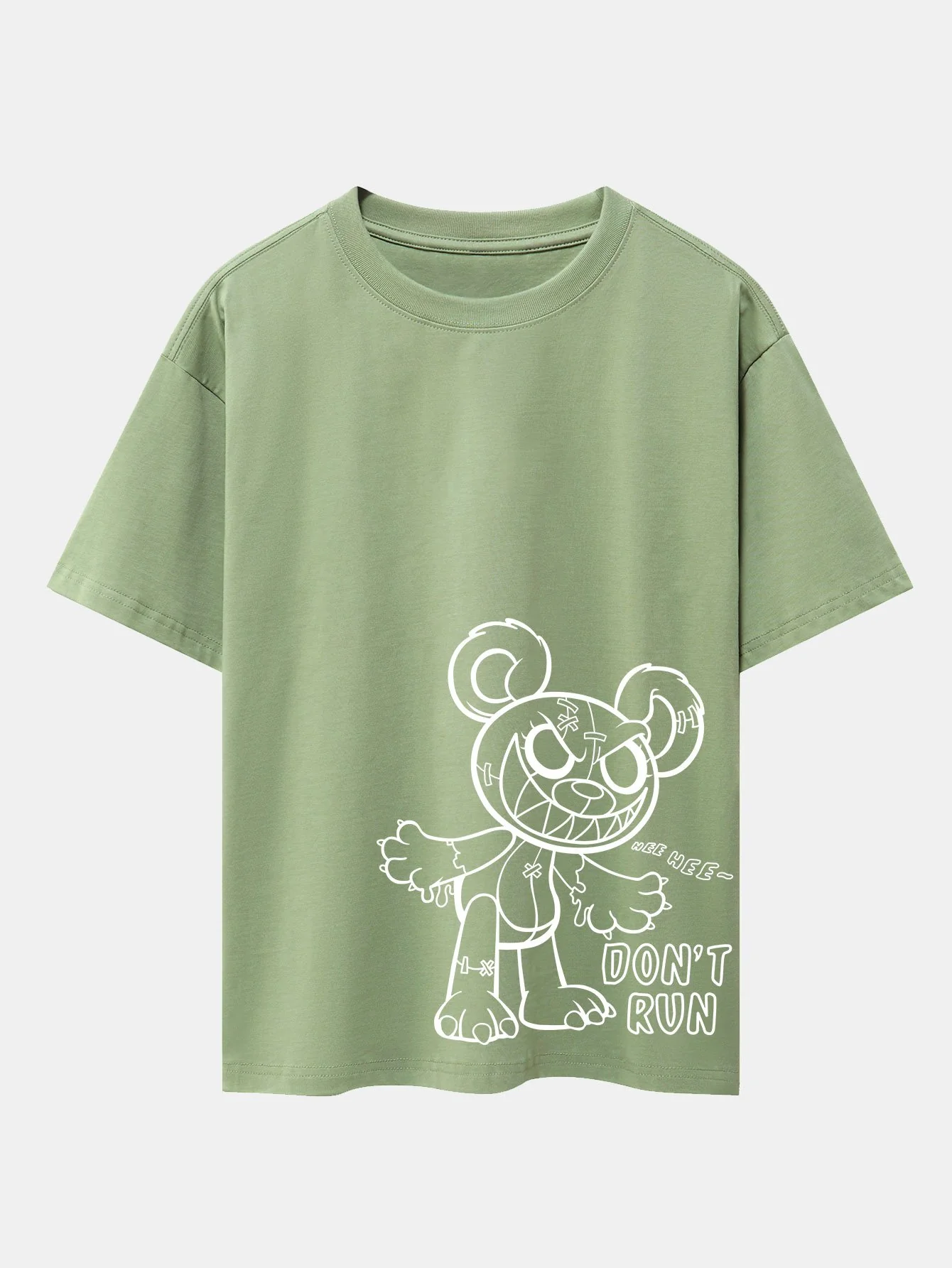 Slogan Cartoon Bären Druck Drop Shoulder Oversize T-Shirt - Image 7