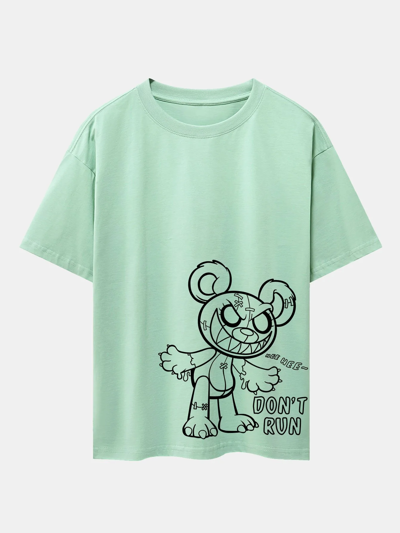Slogan Cartoon Bären Druck Drop Shoulder Oversize T-Shirt - Image 8