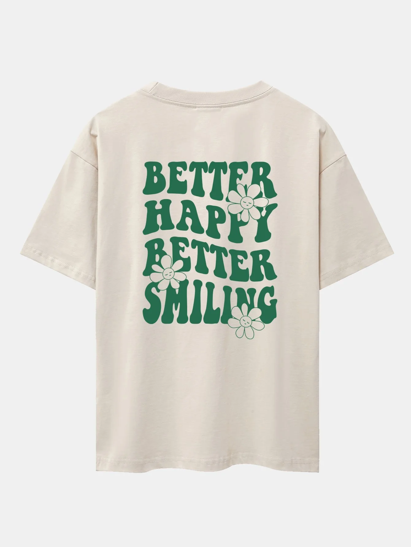 Slogan Floral Rückenprint Oversize T-Shirt - Image 3