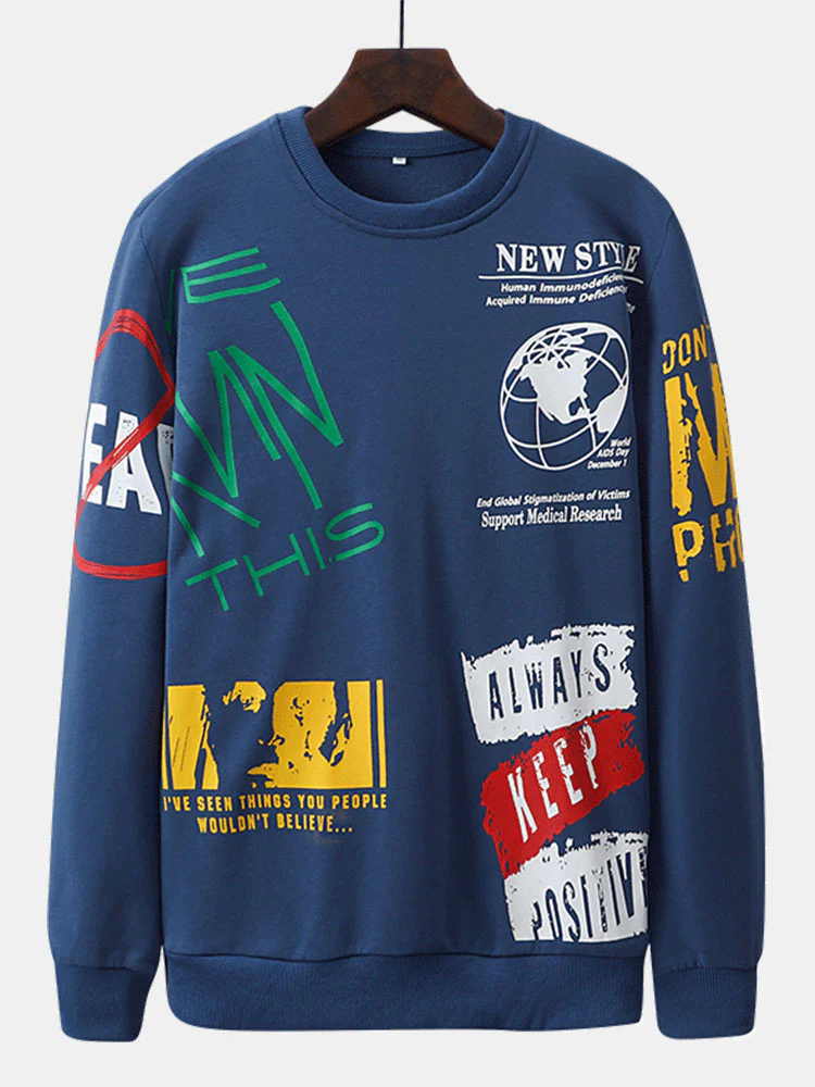 Slogan Graffiti Druck Sweatshirt - Image 2