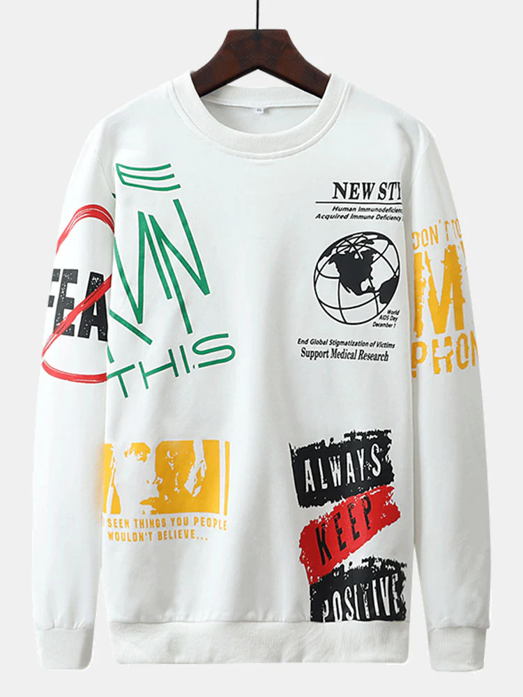 Slogan Graffiti Druck Sweatshirt - Image 3
