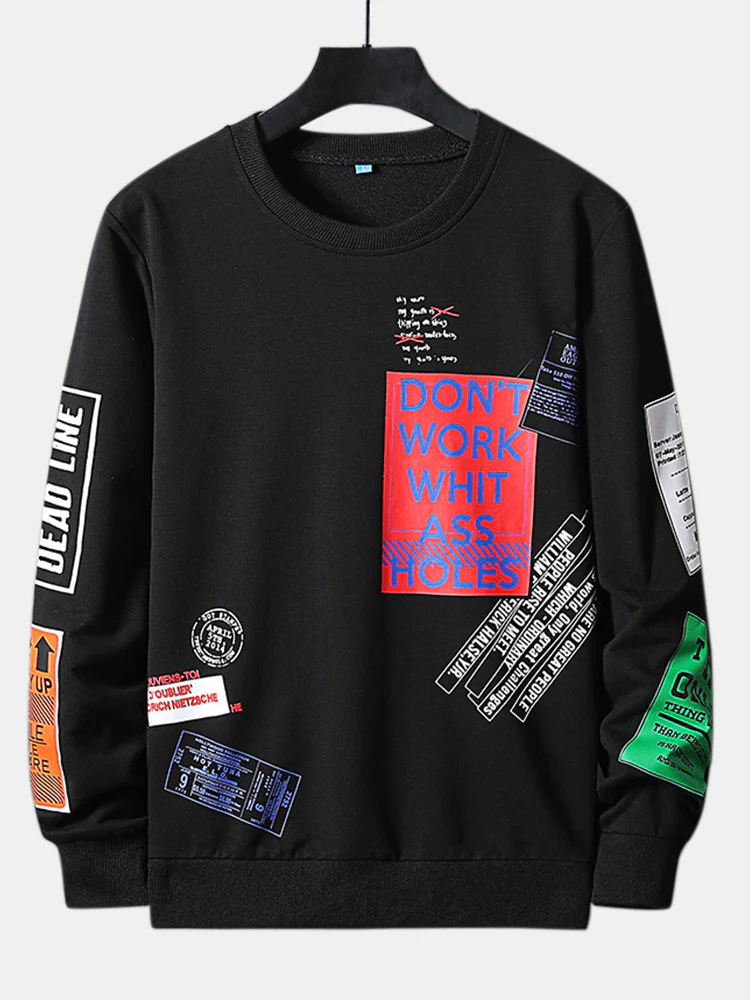 Slogan-Label-Druck-Sweatshirt