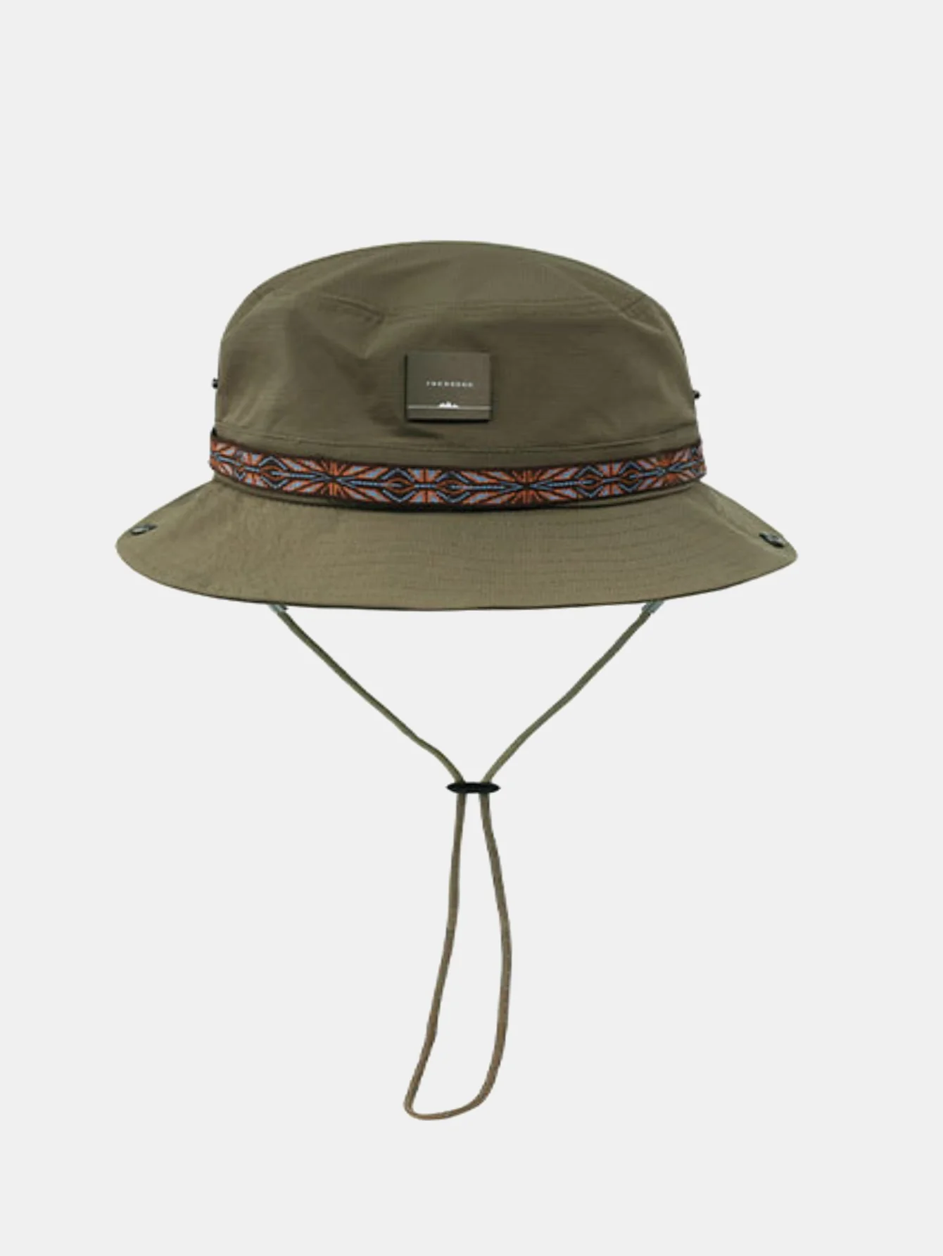 Slogan Patch Geometrisches Ethnisches Muster Bucket Hat Mit Kinnriemen - Image 2