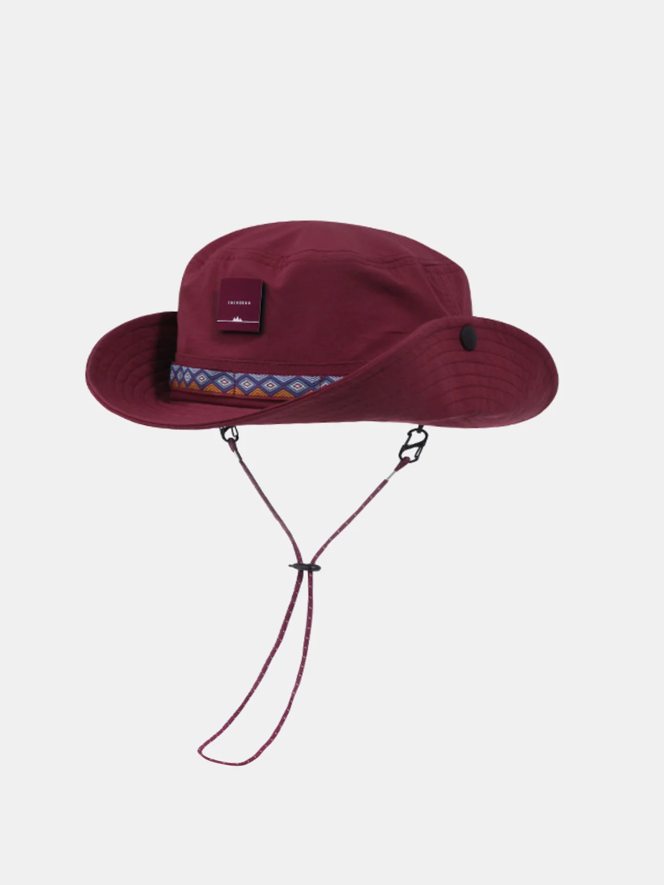 Slogan Patch Geometrisches Ethnisches Muster Bucket Hat Mit Kinnriemen - Image 5