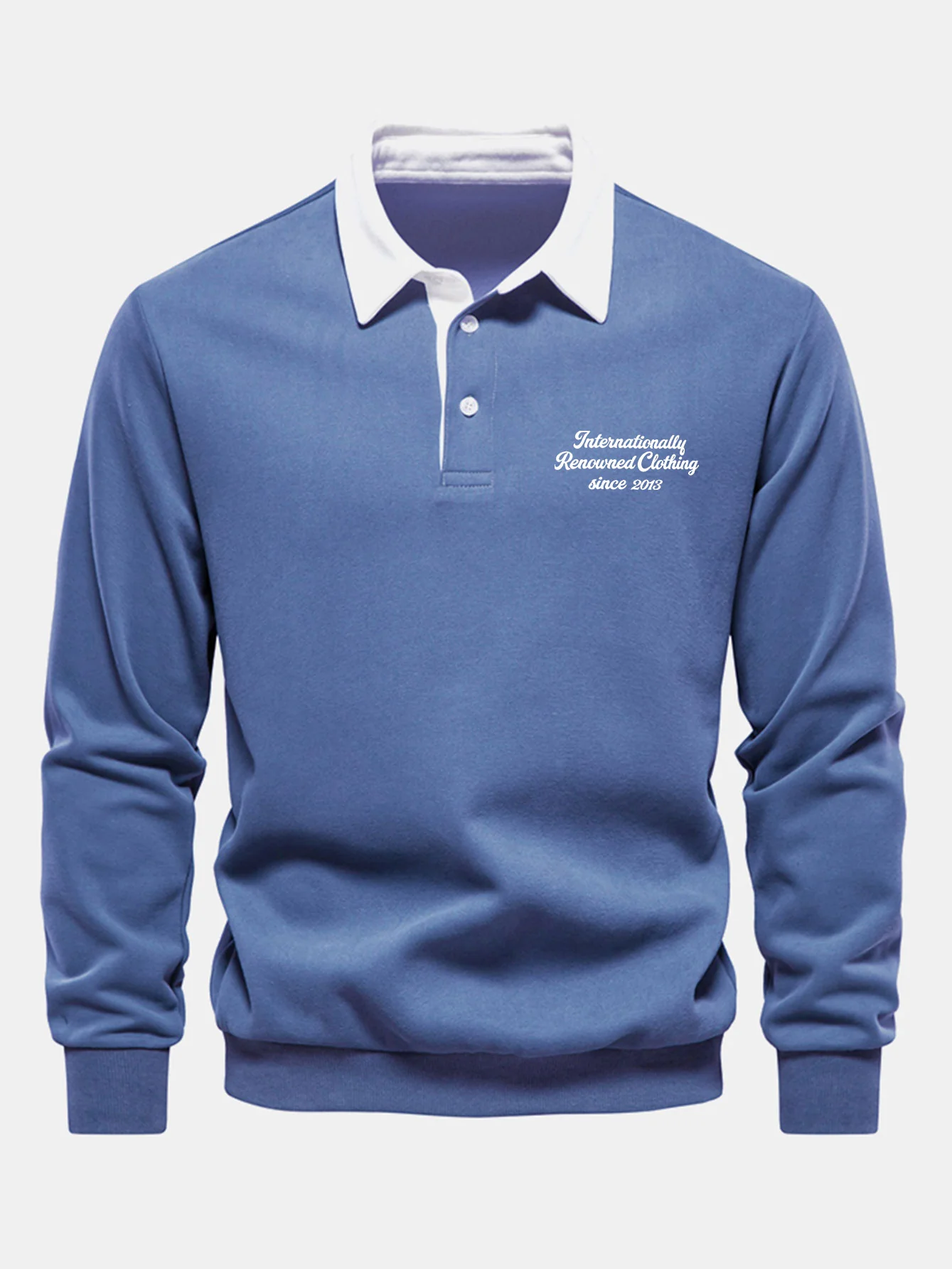 Slogan Print Kontrast Poloshirts Kragen Sweatshirt - Image 4