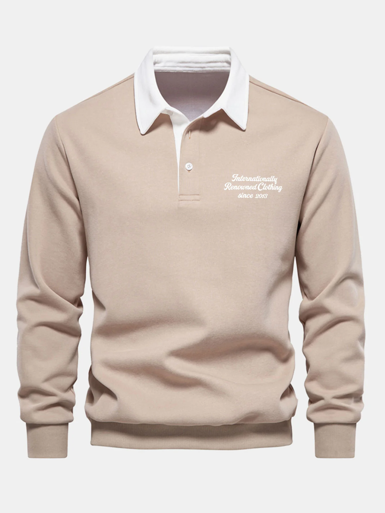 Slogan Print Kontrast Poloshirts Kragen Sweatshirt - Image 5