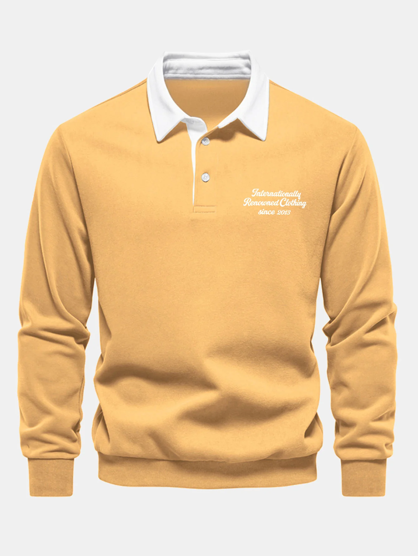 Slogan Print Kontrast Poloshirts Kragen Sweatshirt - Image 6