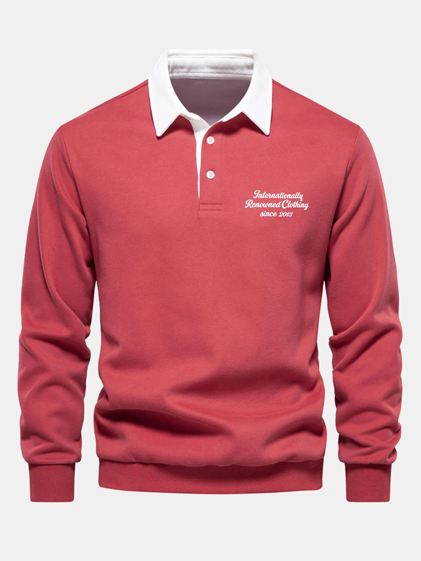 Slogan Print Kontrast Poloshirts Kragen Sweatshirt - Image 7