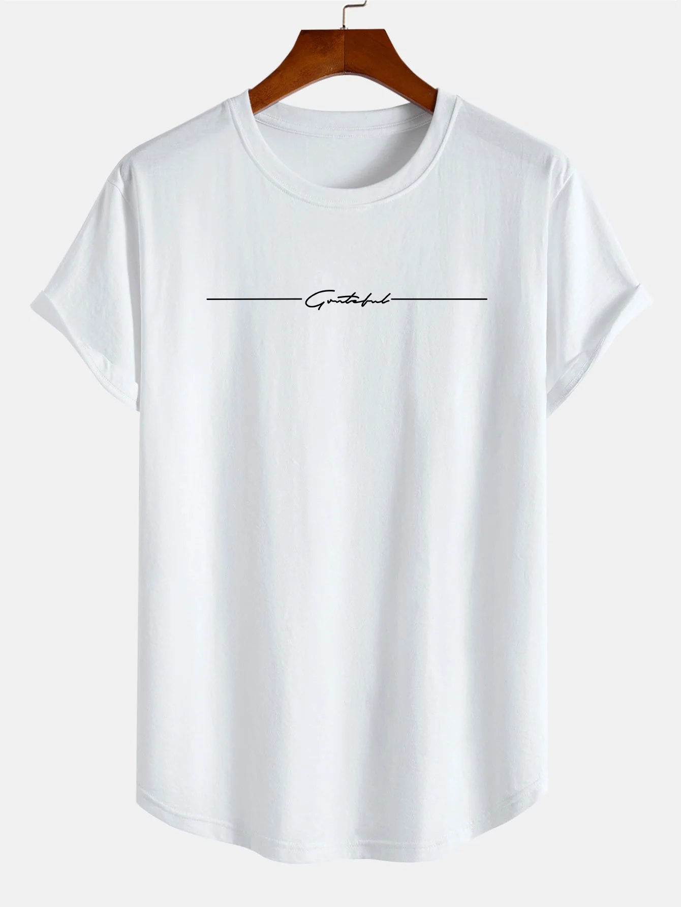 Slogan Druck Baumwolle Bogen Saum T-Shirt - Image 3