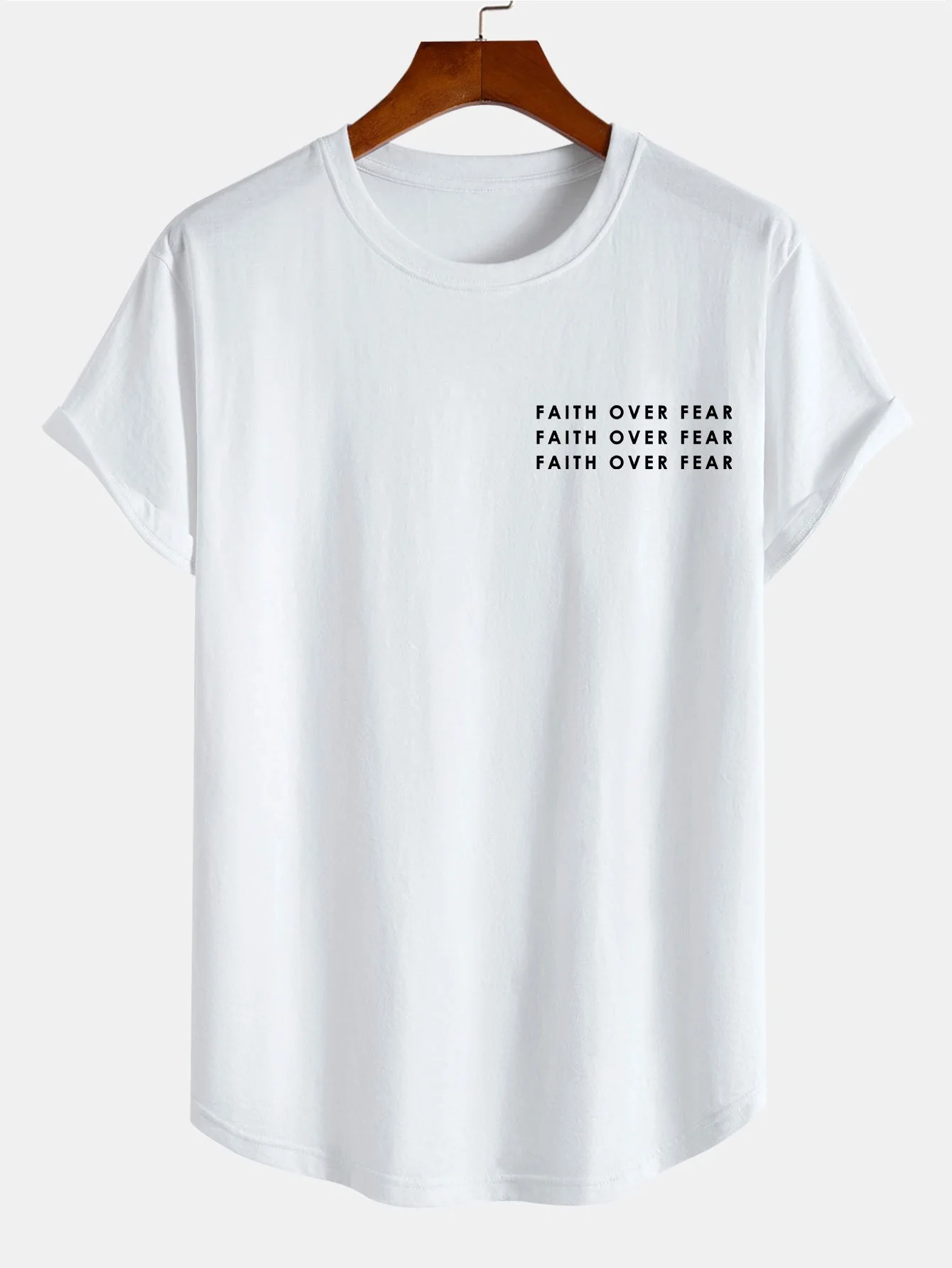 Slogan Druck Baumwolle Bogen Saum T-Shirt - Image 2