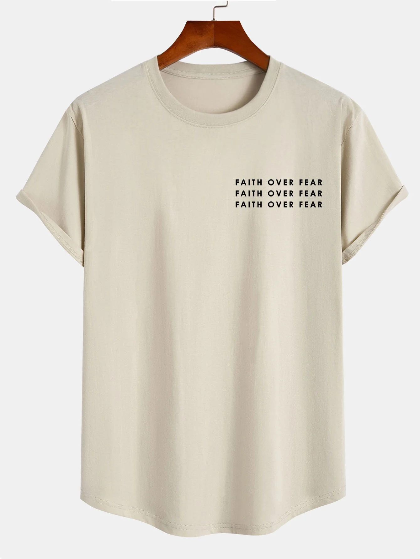 Slogan Druck Baumwolle Bogen Saum T-Shirt - Image 3