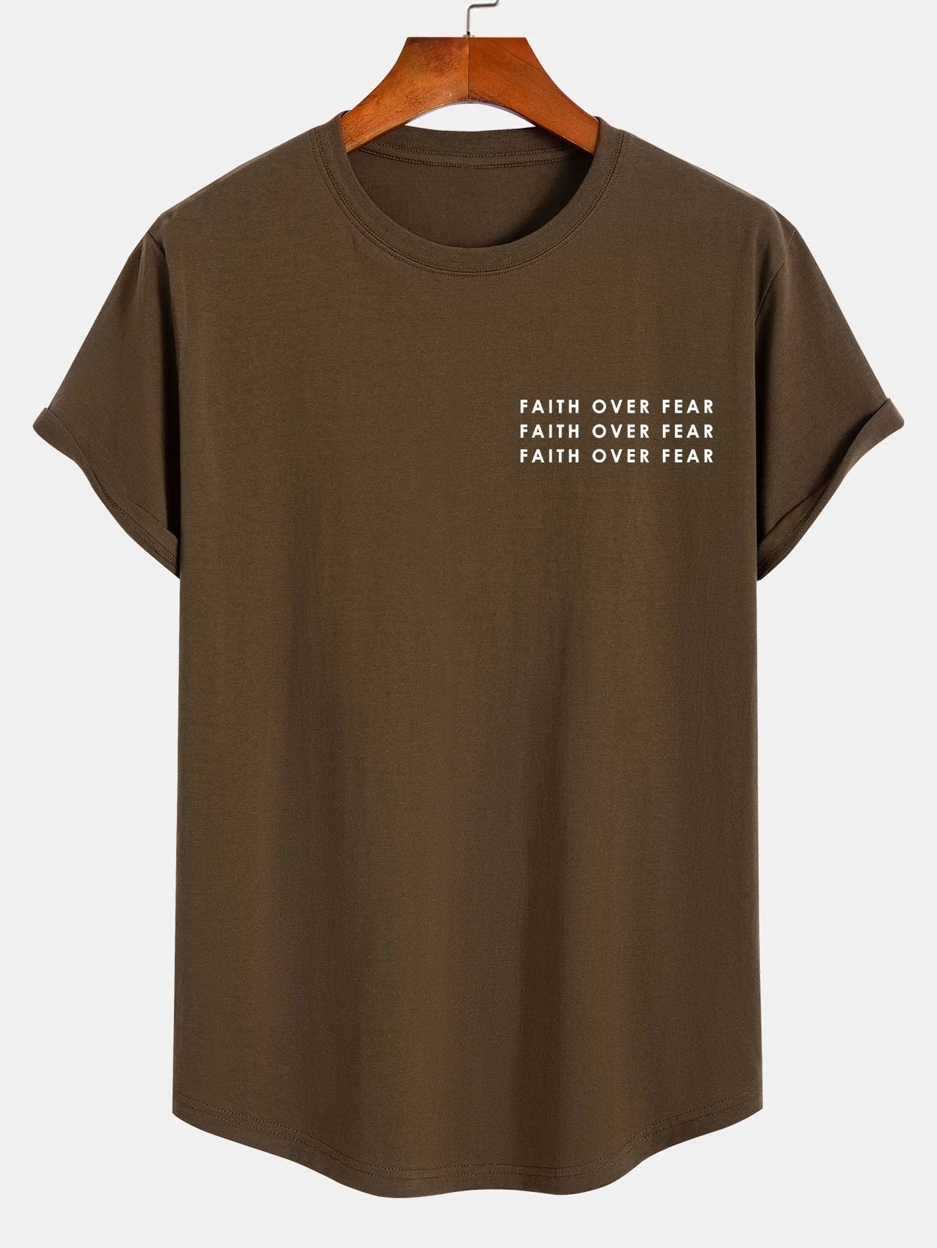 Slogan Druck Baumwolle Bogen Saum T-Shirt - Image 4