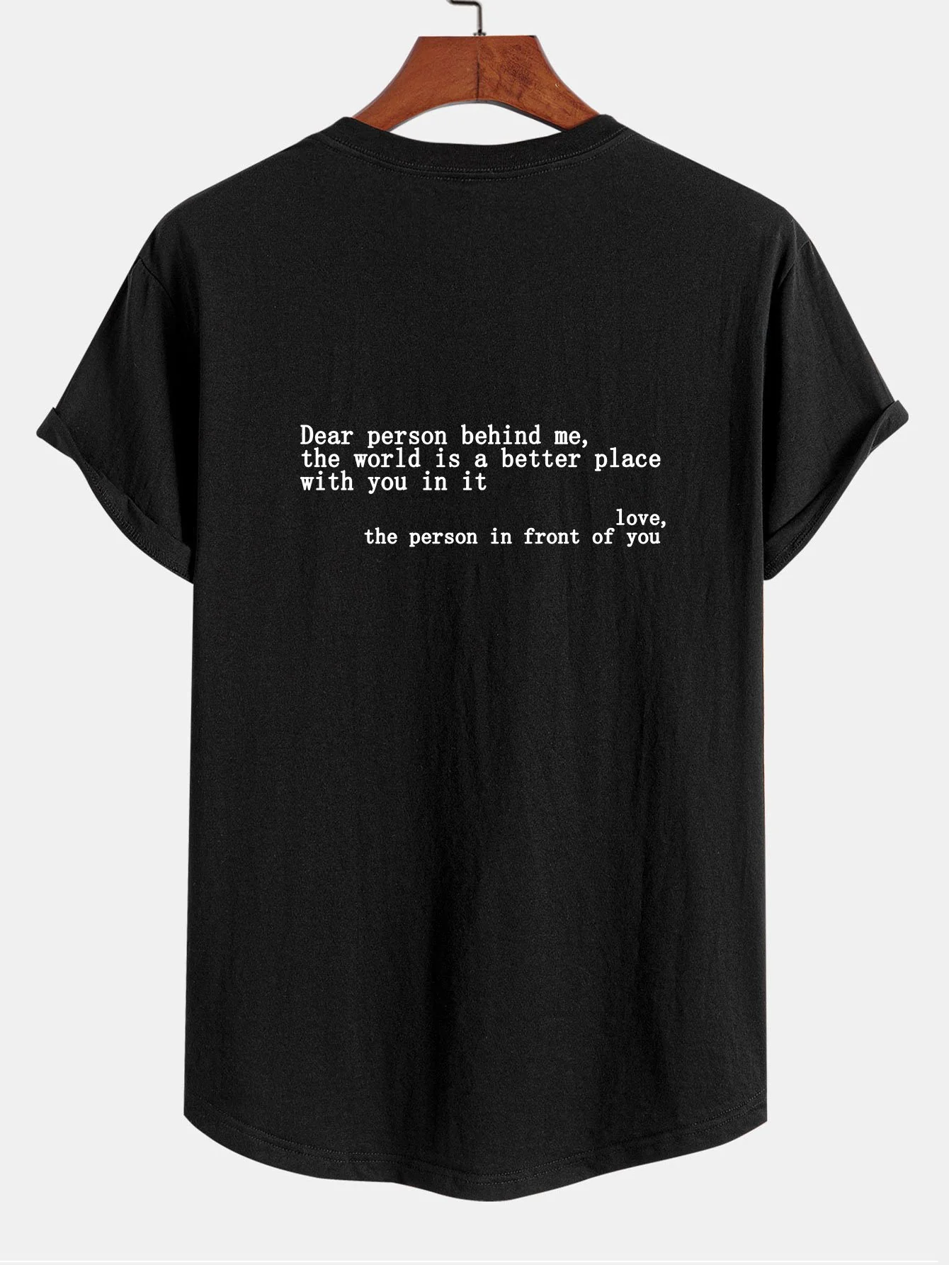 Slogan Druck Baumwolle Bogen Saum T-Shirt - Image 2
