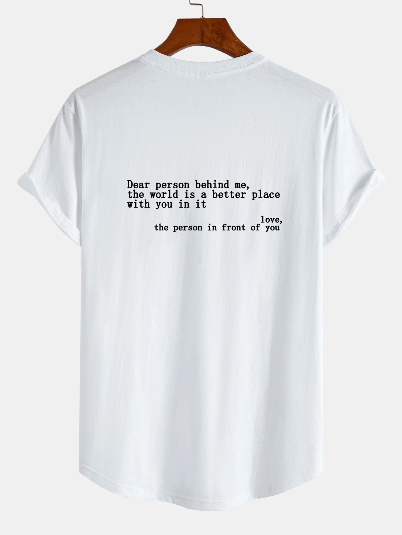 Slogan Druck Baumwolle Bogen Saum T-Shirt - Image 4