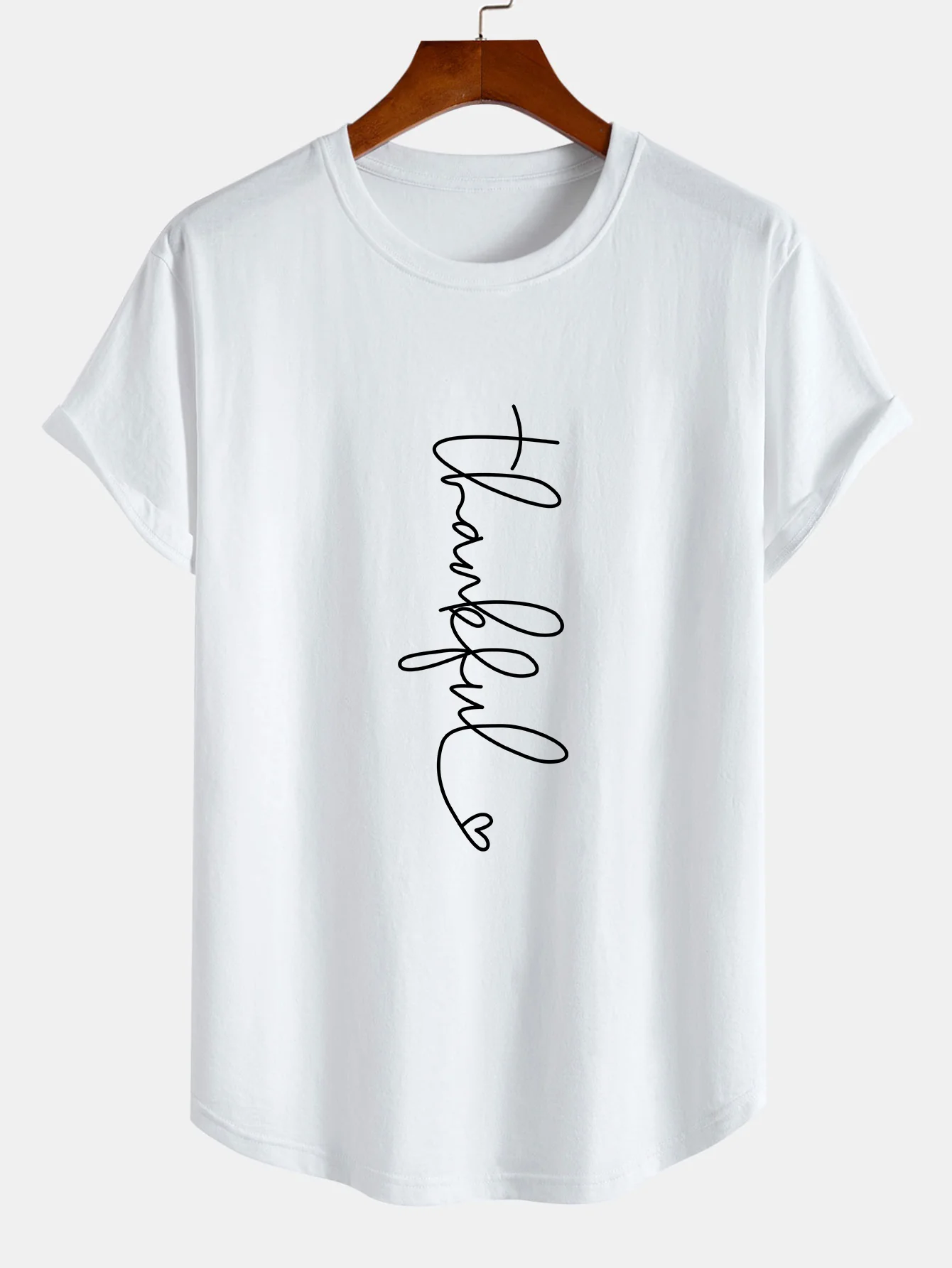 Slogan Druck Baumwolle Bogen Saum T-Shirt - Image 2