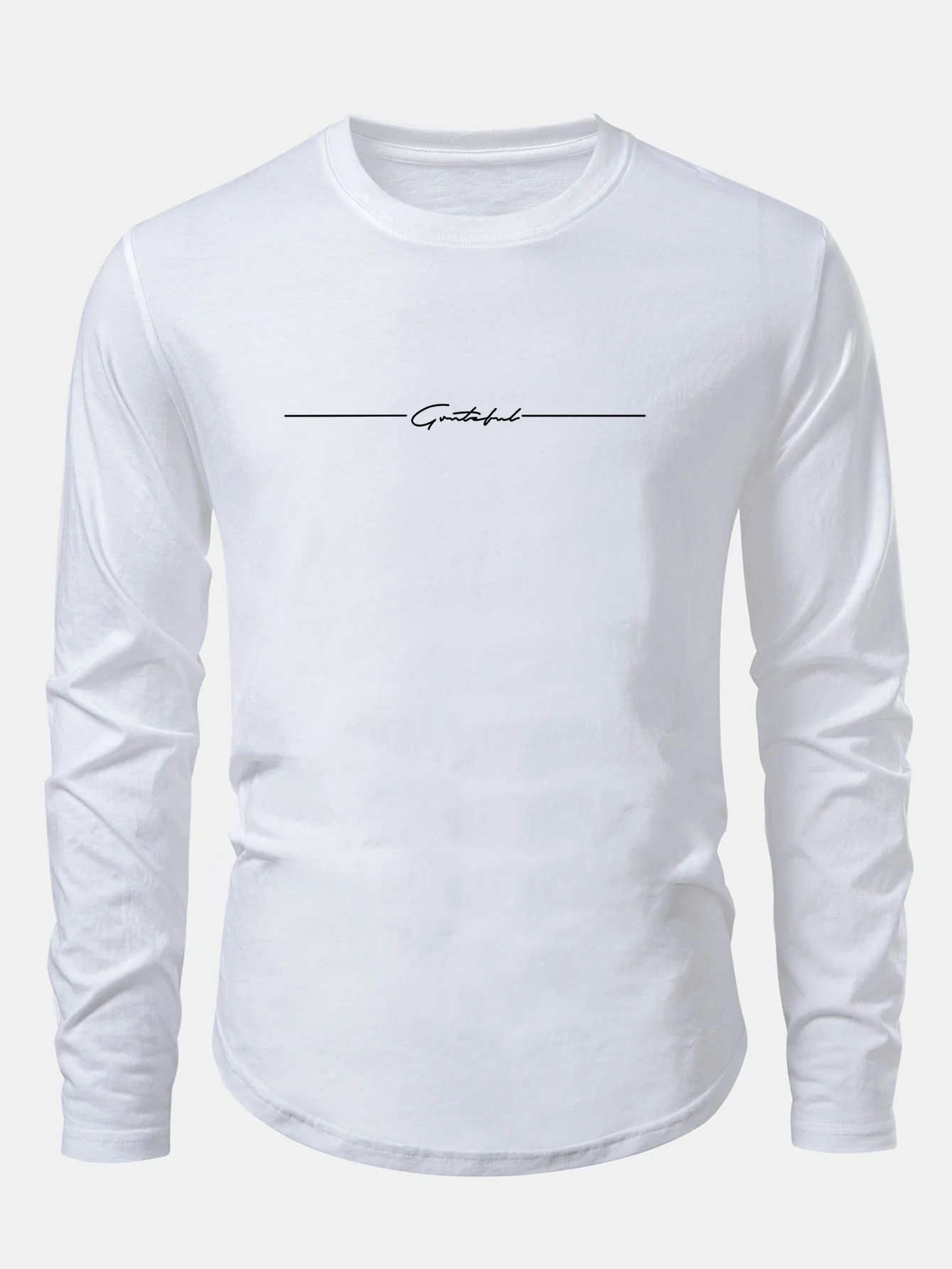 Slogan Druck Baumwolle Bogen Saum T-Shirt