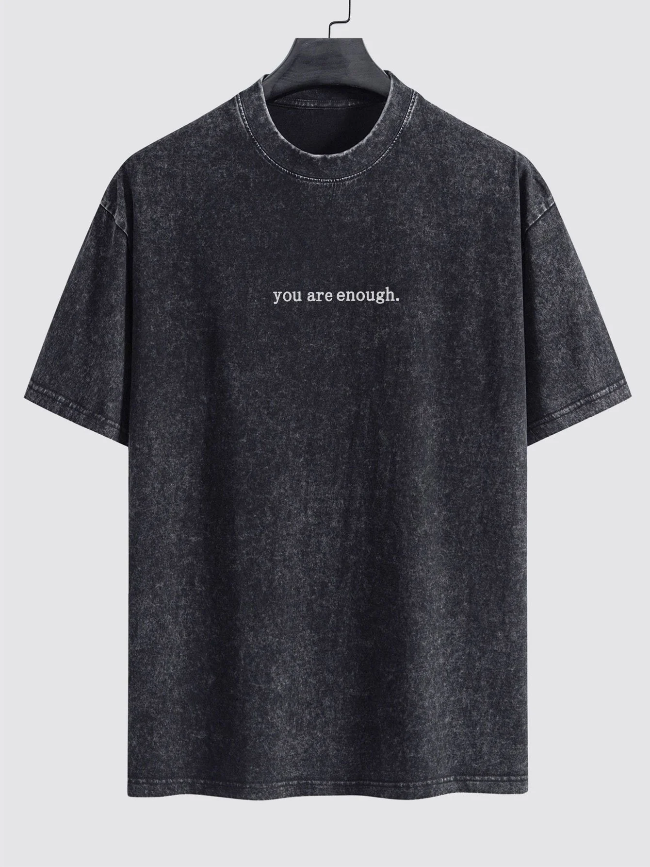Slogan Print Gewaschenes Distressed Drop Shoulder T-Shirt