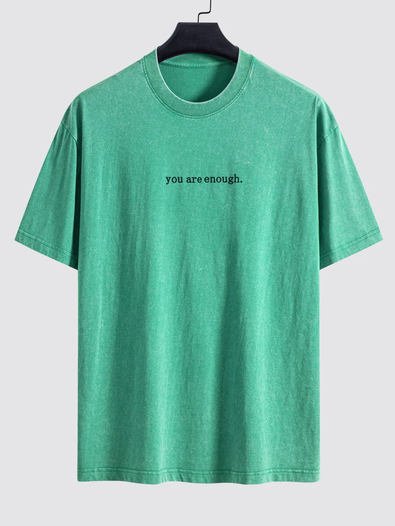 Slogan Print Gewaschenes Distressed Drop Shoulder T-Shirt - Image 12